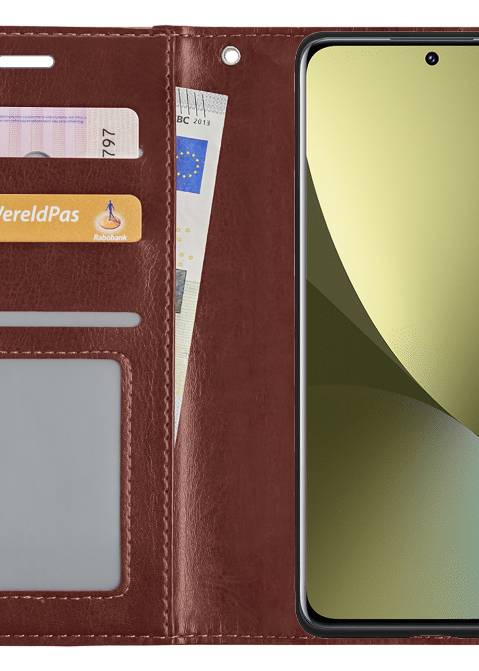 LUQ Hoesje Geschikt voor Xiaomi 12 Hoesje Book Case Hoes Wallet Cover Met 2x Screenprotector - Hoes Geschikt voor Xiaomi 12 Hoesje Bookcase Hoes - Bruin