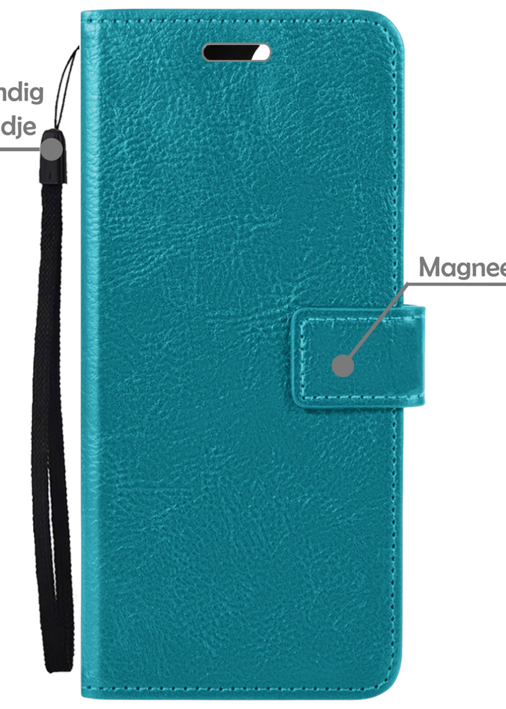 LUQ Hoesje Geschikt voor Xiaomi 12 Hoesje Book Case Hoes Wallet Cover Met 2x Screenprotector - Hoes Geschikt voor Xiaomi 12 Hoesje Bookcase Hoes - Turquoise