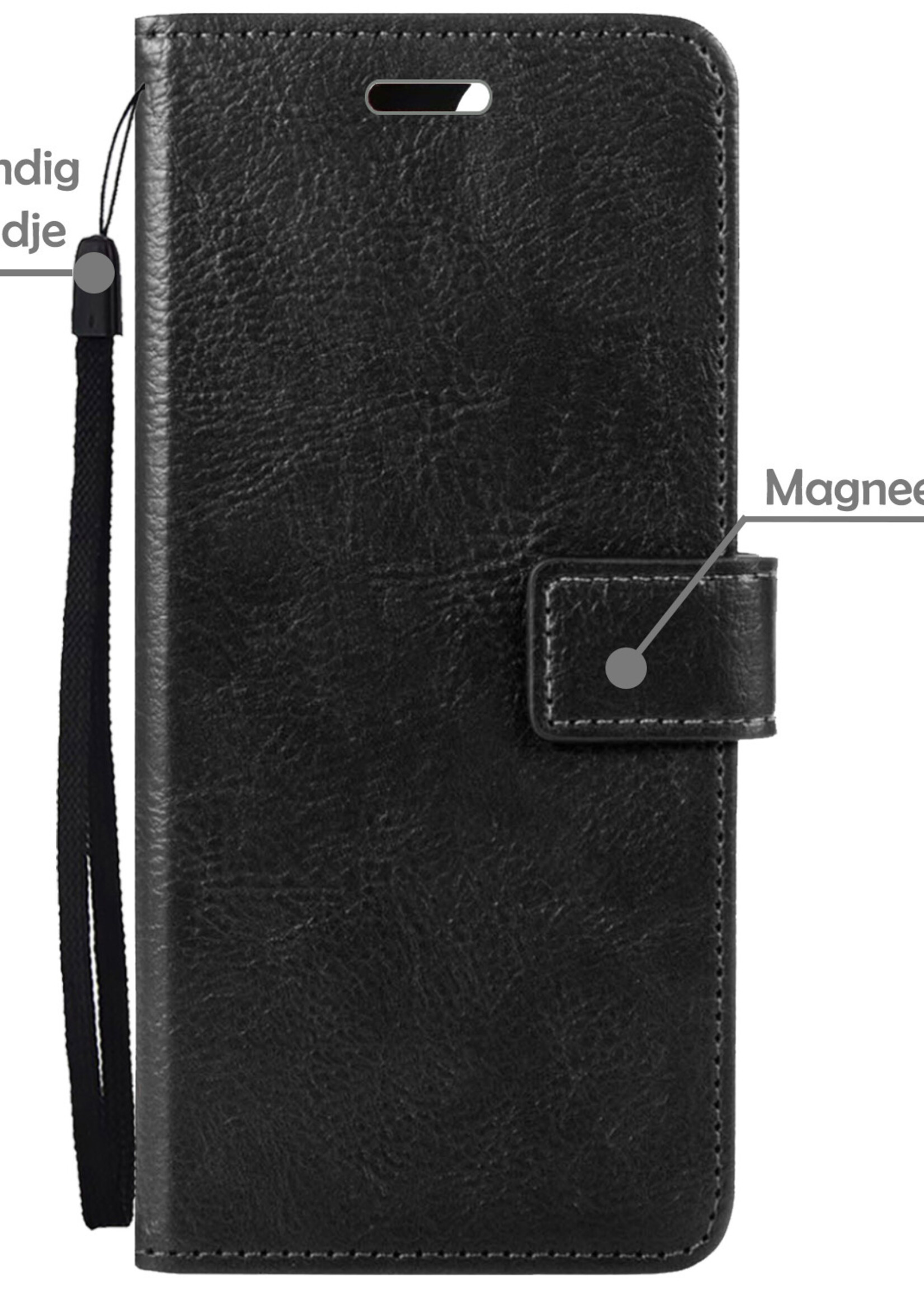 LUQ Hoesje Geschikt voor Xiaomi 12 Hoesje Book Case Hoes Wallet Cover Met 2x Screenprotector - Hoes Geschikt voor Xiaomi 12 Hoesje Bookcase Hoes - Zwart