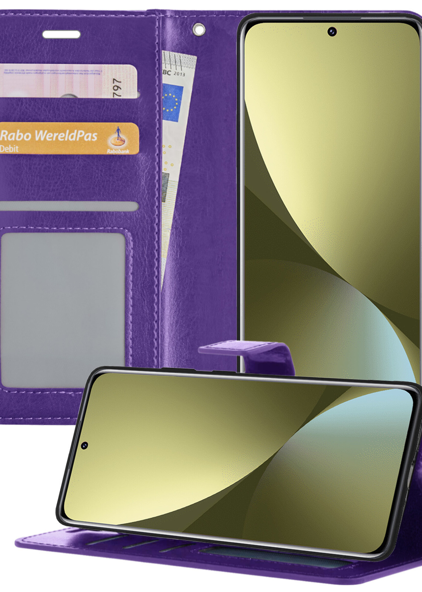 LUQ Hoesje Geschikt voor Xiaomi 12X Hoesje Book Case Hoes Wallet Cover - Hoes Geschikt voor Xiaomi 12X Hoesje Bookcase Hoes - Paars