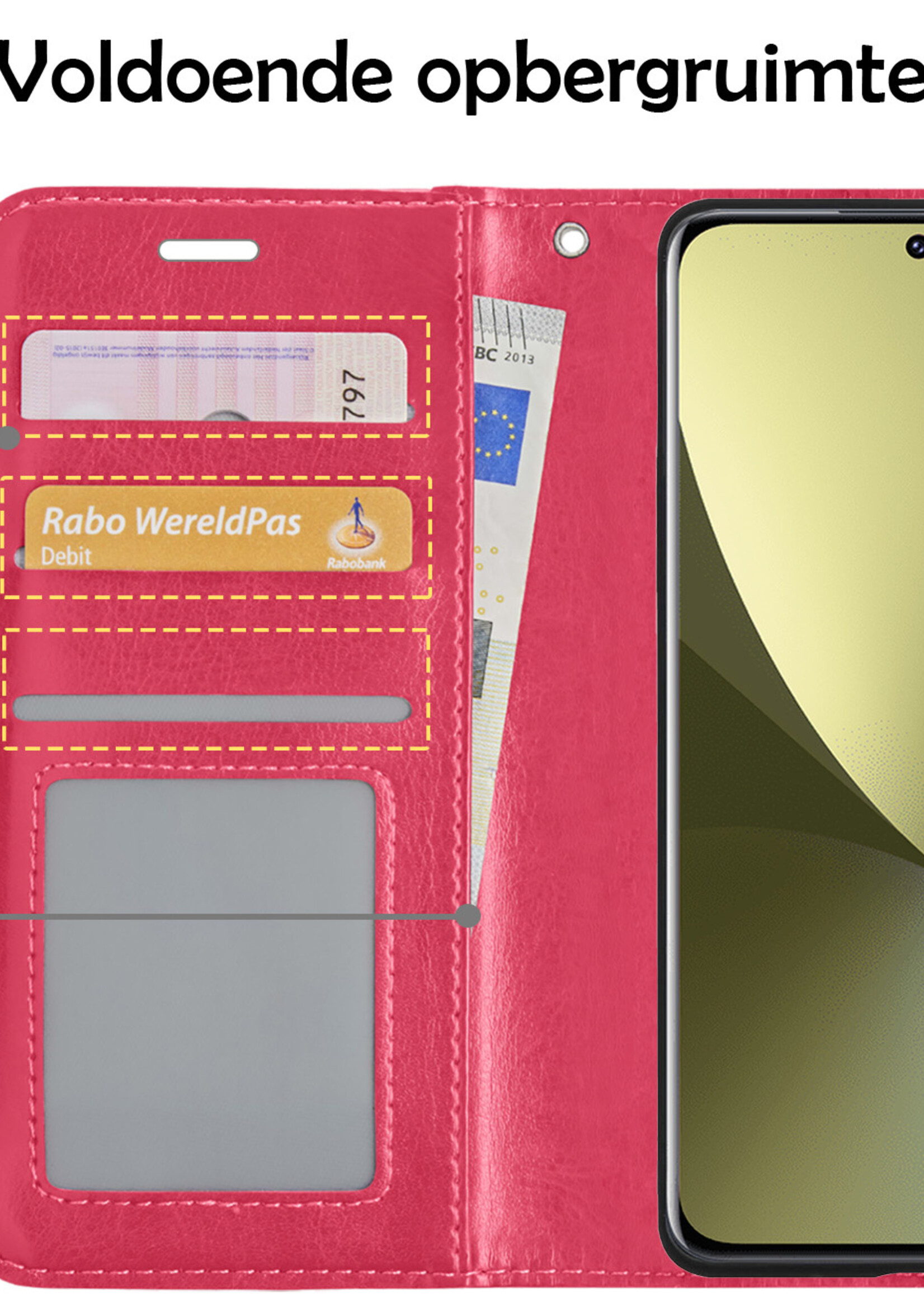 LUQ Hoesje Geschikt voor Xiaomi 12X Hoesje Book Case Hoes Wallet Cover Met Screenprotector - Hoes Geschikt voor Xiaomi 12X Hoesje Bookcase Hoes - Donkerroze