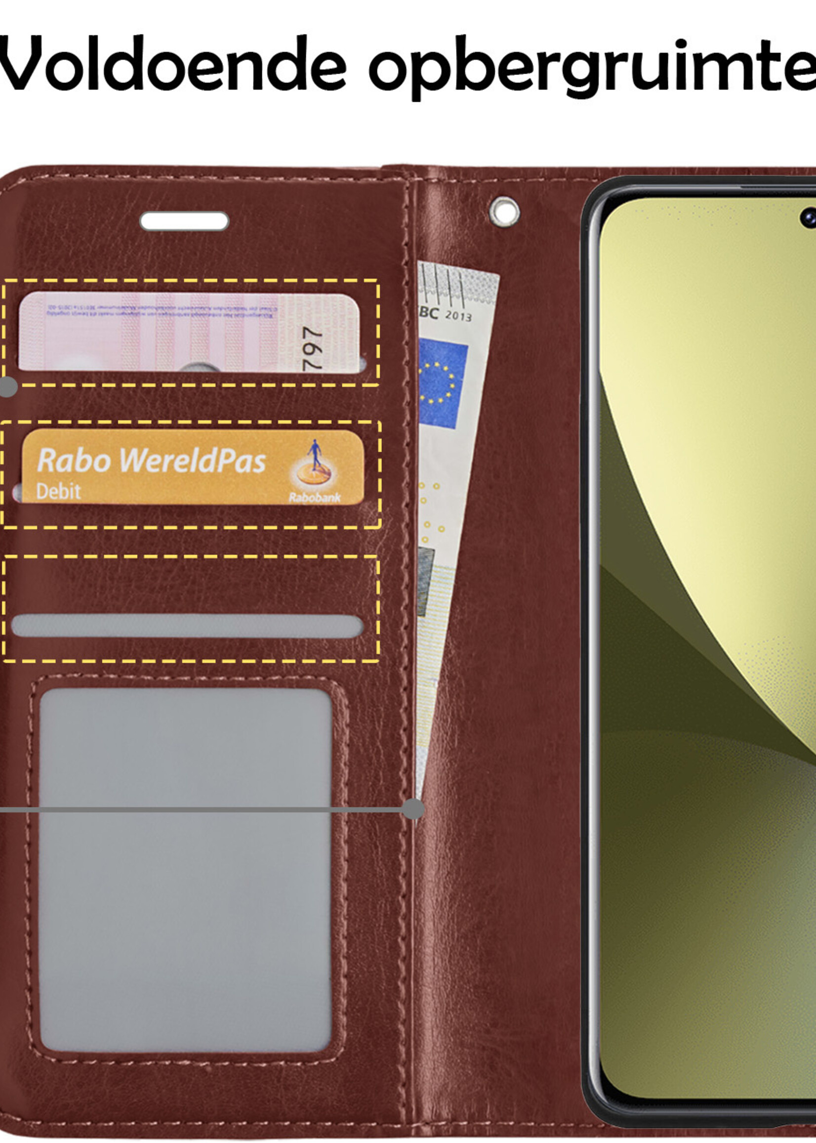 LUQ Hoesje Geschikt voor Xiaomi 12X Hoesje Book Case Hoes Wallet Cover Met 2x Screenprotector - Hoes Geschikt voor Xiaomi 12X Hoesje Bookcase Hoes - Bruin