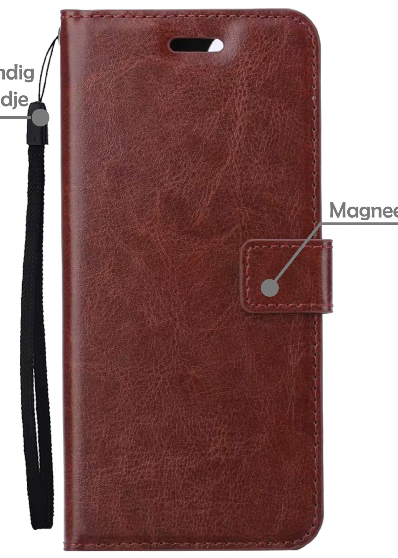 LUQ Hoesje Geschikt voor Xiaomi 12X Hoesje Book Case Hoes Wallet Cover Met 2x Screenprotector - Hoes Geschikt voor Xiaomi 12X Hoesje Bookcase Hoes - Bruin