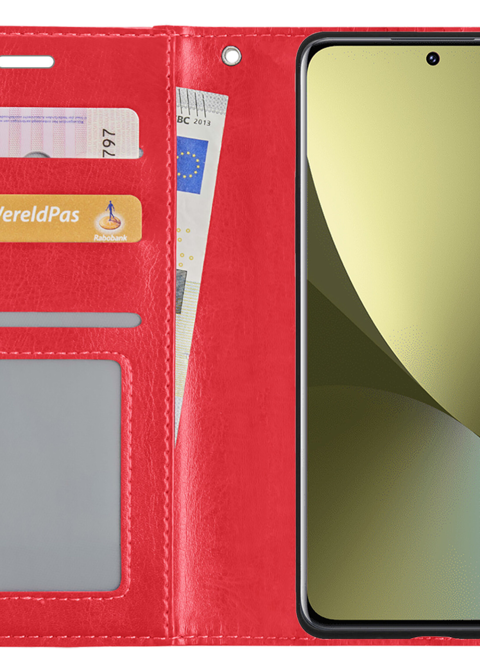 LUQ Hoesje Geschikt voor Xiaomi 12X Hoesje Book Case Hoes Wallet Cover Met 2x Screenprotector - Hoes Geschikt voor Xiaomi 12X Hoesje Bookcase Hoes - Rood