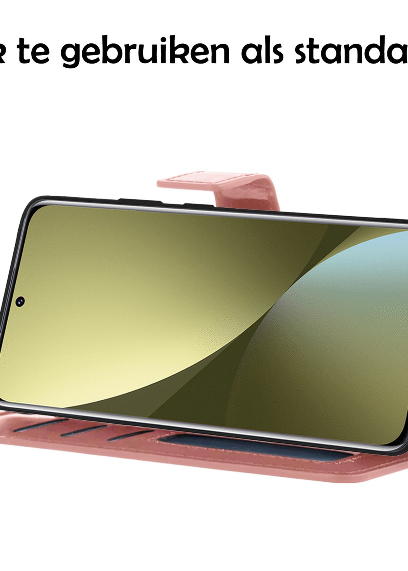 LUQ Hoesje Geschikt voor Xiaomi 12X Hoesje Book Case Hoes Wallet Cover Met 2x Screenprotector - Hoes Geschikt voor Xiaomi 12X Hoesje Bookcase Hoes - Rosé goud