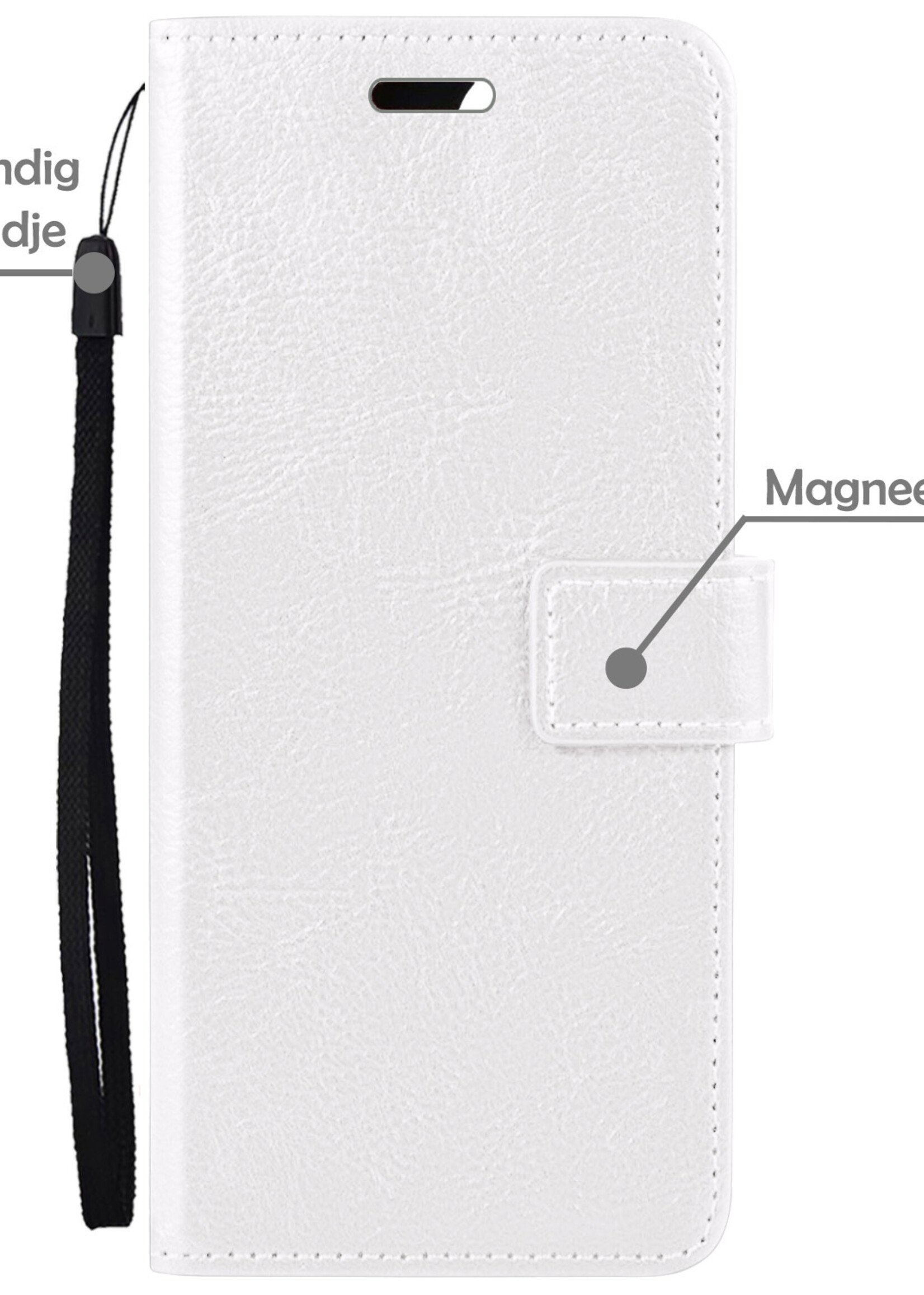 LUQ Hoesje Geschikt voor Xiaomi 12X Hoesje Book Case Hoes Wallet Cover Met 2x Screenprotector - Hoes Geschikt voor Xiaomi 12X Hoesje Bookcase Hoes - Wit
