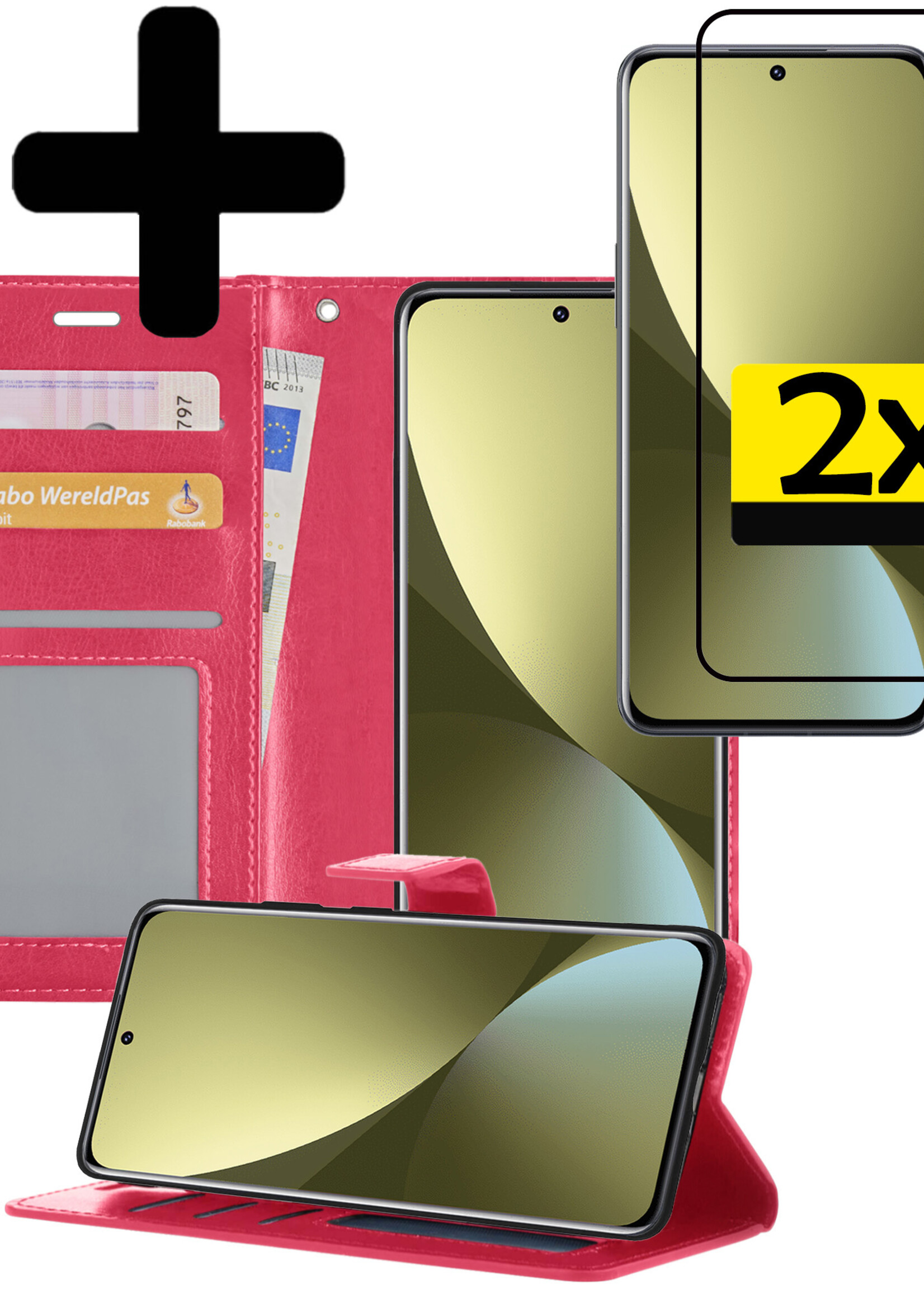LUQ Hoesje Geschikt voor Xiaomi 12X Hoesje Book Case Hoes Wallet Cover Met 2x Screenprotector - Hoes Geschikt voor Xiaomi 12X Hoesje Bookcase Hoes - Rood
