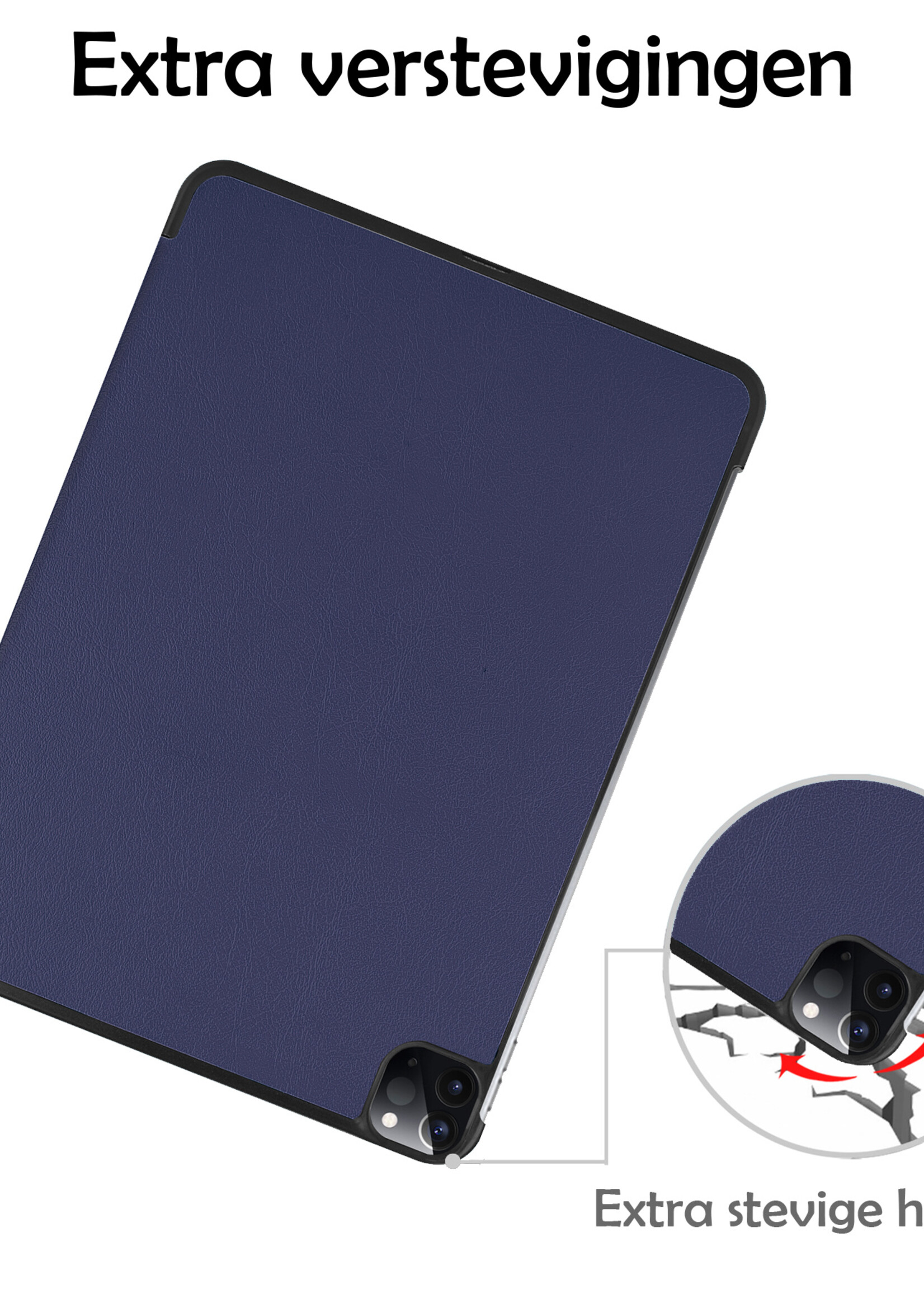 LUQ Hoes Geschikt voor iPad Pro 2021 (11 inch) Hoes Luxe Hoesje Book Case - Hoesje Geschikt voor iPad Pro 11 inch (2021) Hoes Cover - Donkerblauw