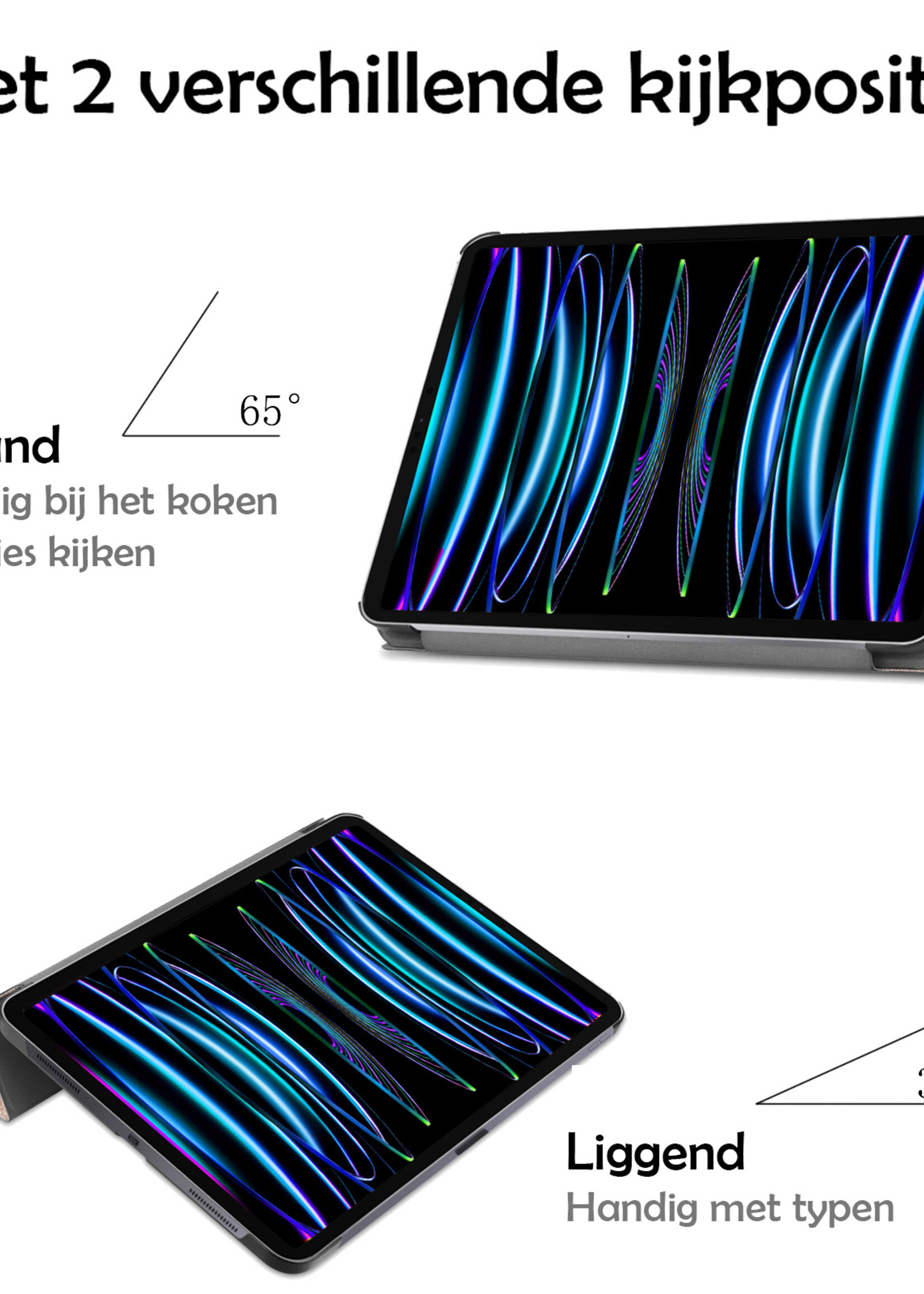 LUQ Hoes Geschikt voor iPad Pro 2021 (11 inch) Hoes Luxe Hoesje Book Case - Hoesje Geschikt voor iPad Pro 11 inch (2021) Hoes Cover - Goud