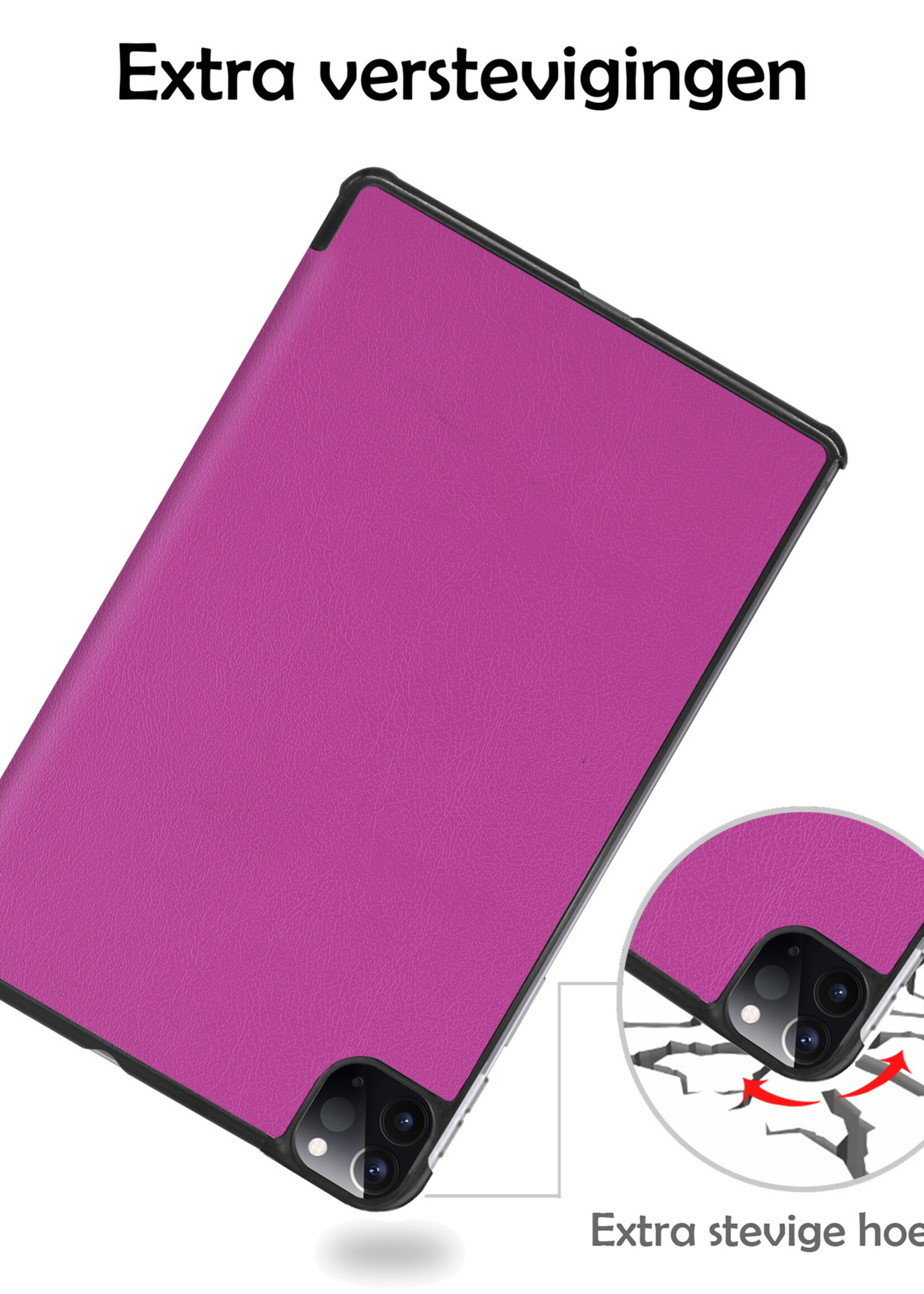 LUQ Hoes Geschikt voor iPad Pro 2021 (11 inch) Hoes Luxe Hoesje Book Case - Hoesje Geschikt voor iPad Pro 11 inch (2021) Hoes Cover - Paars