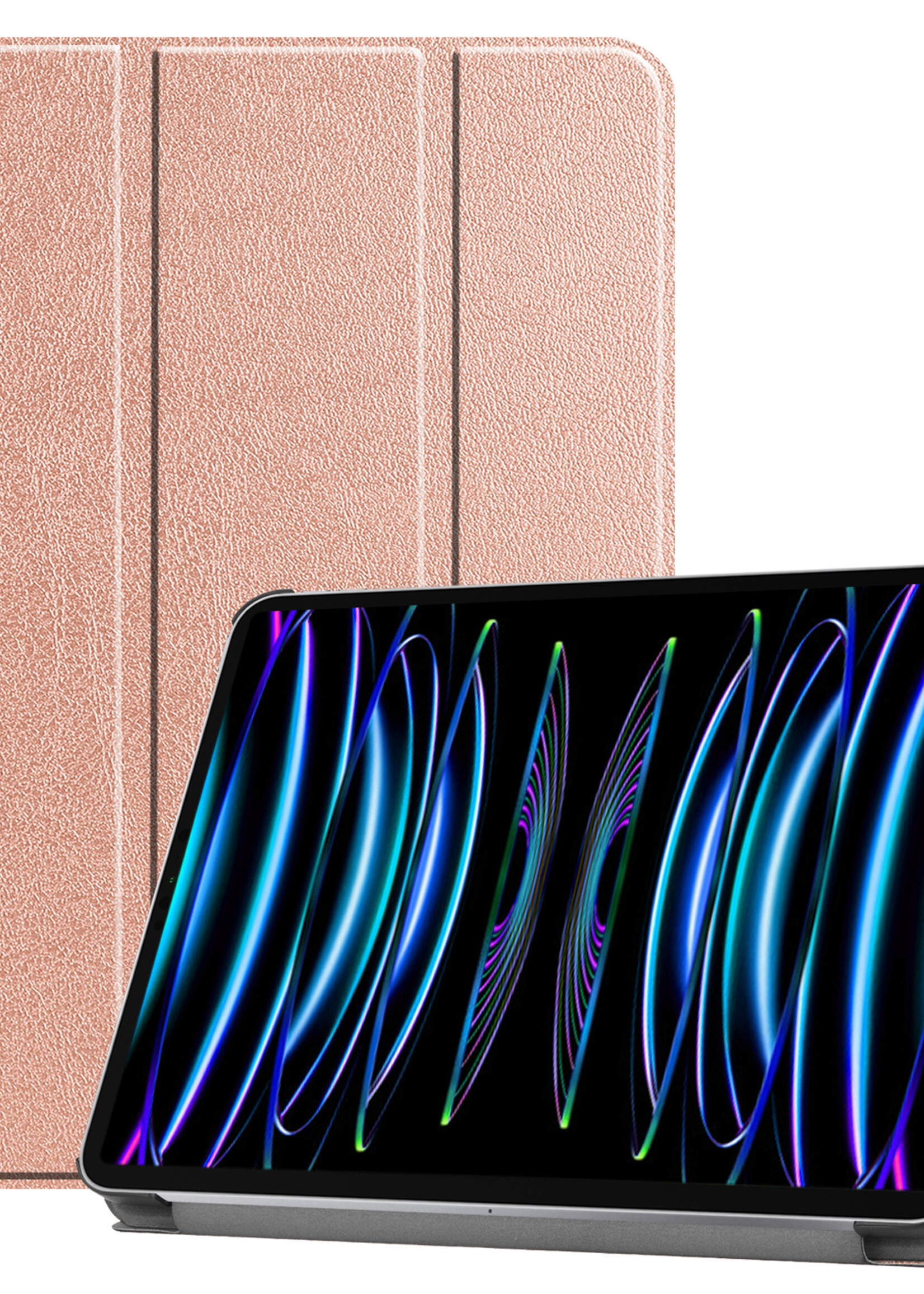 LUQ Hoes Geschikt voor iPad Pro 2021 (11 inch) Hoes Luxe Hoesje Book Case - Hoesje Geschikt voor iPad Pro 11 inch (2021) Hoes Cover - Rosé goud