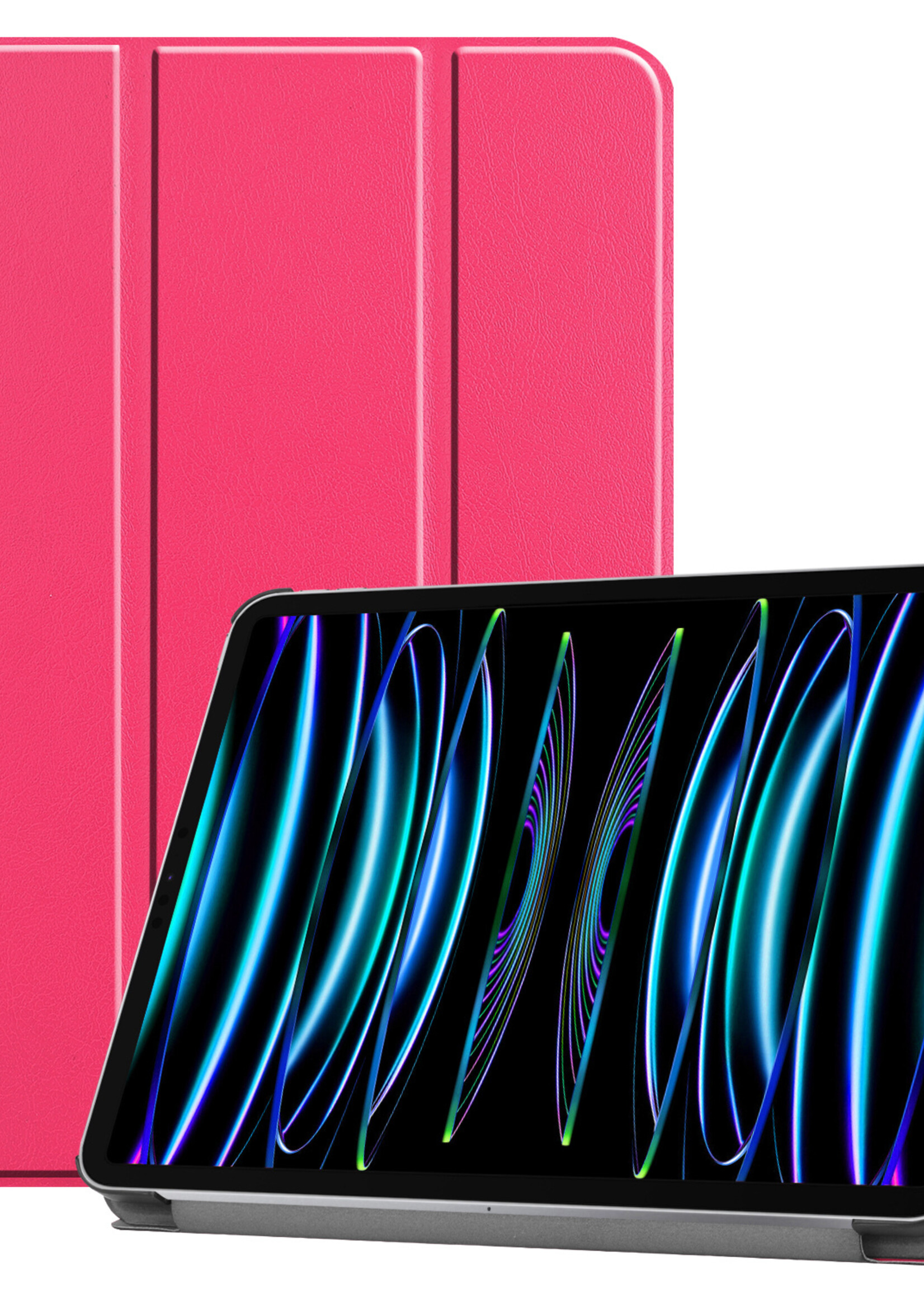 LUQ Hoes Geschikt voor iPad Pro 2021 (11 inch) Hoes Luxe Hoesje Book Case - Hoesje Geschikt voor iPad Pro 11 inch (2021) Hoes Cover - Donkerroze