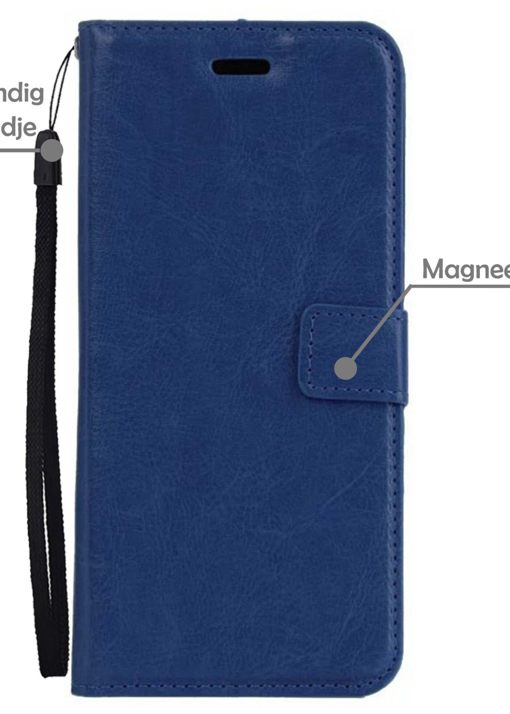 LUQ Hoesje Geschikt voor iPhone SE 2022 Hoesje Book Case Hoes Wallet Cover - Hoes Geschikt voor iPhone SE (2022) Hoesje Bookcase Hoes - Donkerblauw