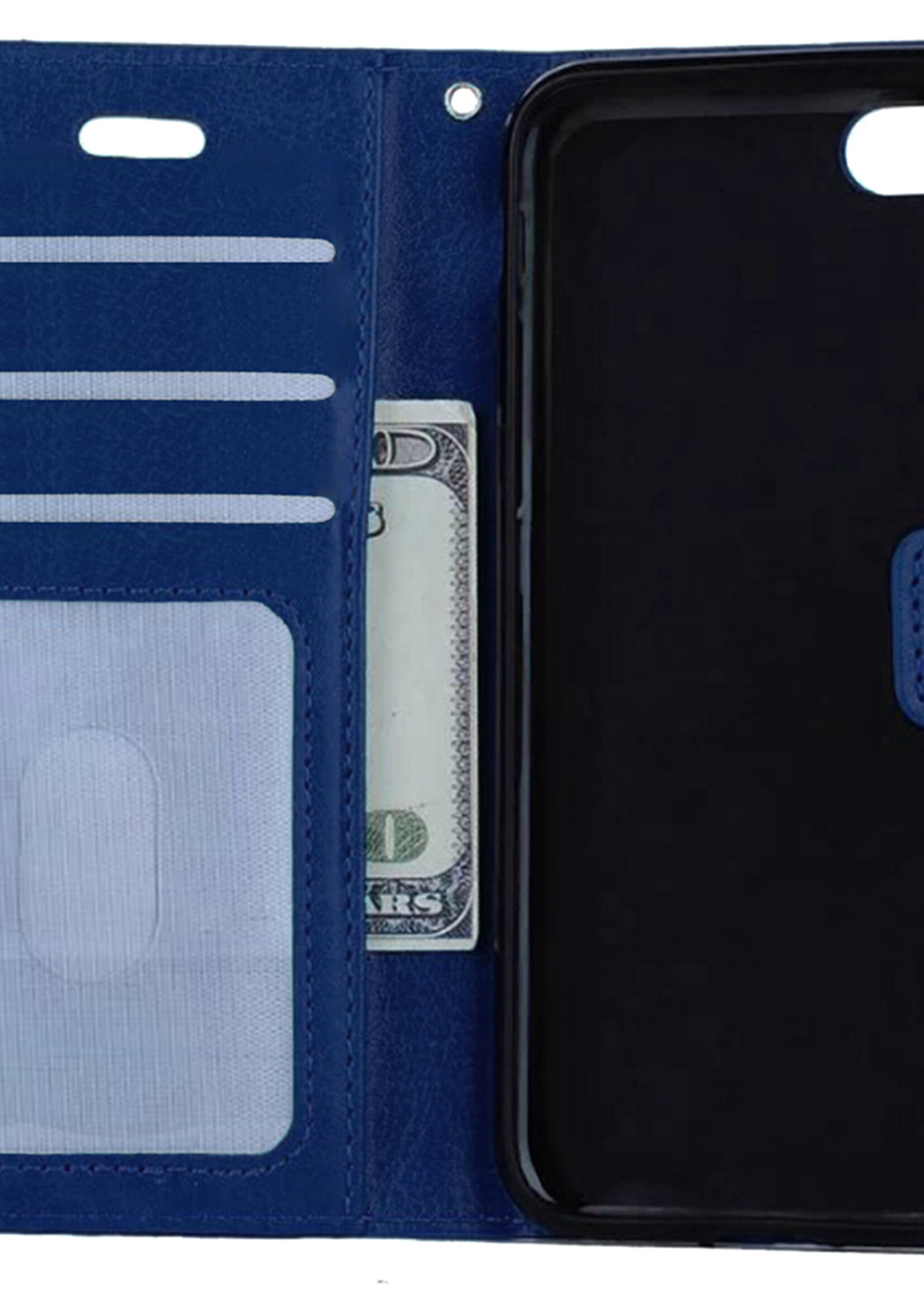 LUQ Hoesje Geschikt voor iPhone SE 2022 Hoesje Book Case Hoes Wallet Cover - Hoes Geschikt voor iPhone SE (2022) Hoesje Bookcase Hoes - Donkerblauw