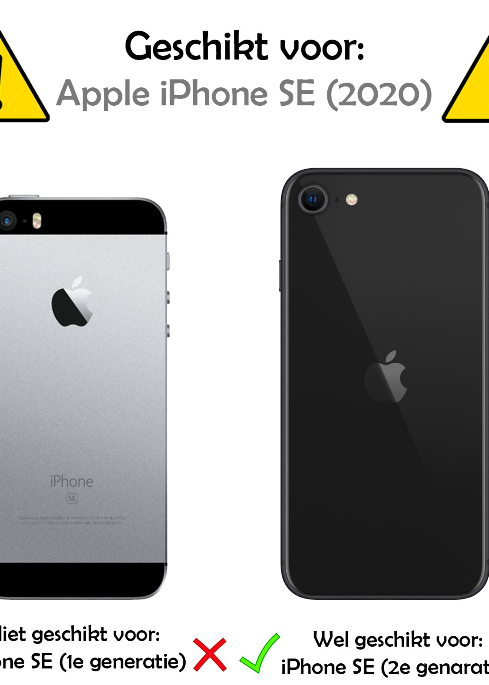 LUQ Hoesje Geschikt voor iPhone SE 2020 Hoesje Book Case Hoes Wallet Cover - Hoes Geschikt voor iPhone SE (2020) Hoesje Bookcase Hoes - Donkerblauw