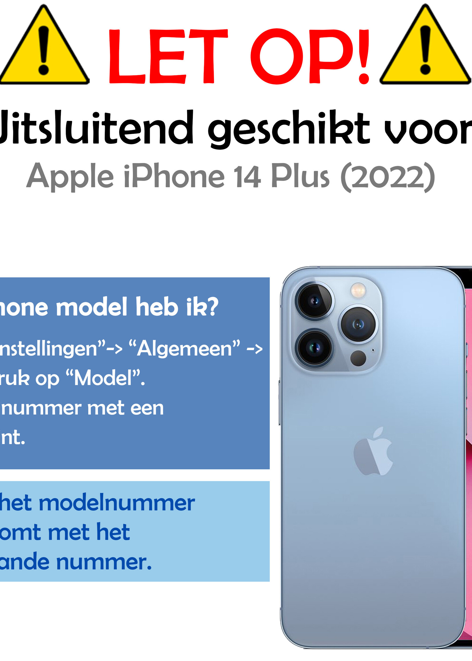 LUQ Hoesje Geschikt voor iPhone 14 Plus Hoesje Book Case Hoes Wallet Cover - Hoes Geschikt voor iPhone 14 Plus Hoesje Bookcase Hoes - Donkerblauw