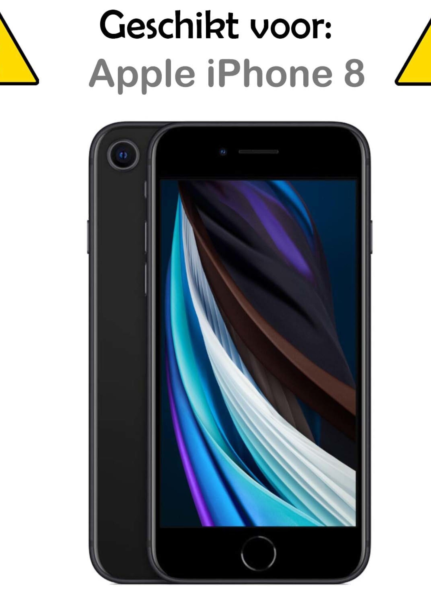 LUQ Hoesje Geschikt voor iPhone 8 Hoesje Book Case Hoes Wallet Cover - Hoes Geschikt voor iPhone 8 Hoesje Bookcase Hoes - Donkerblauw