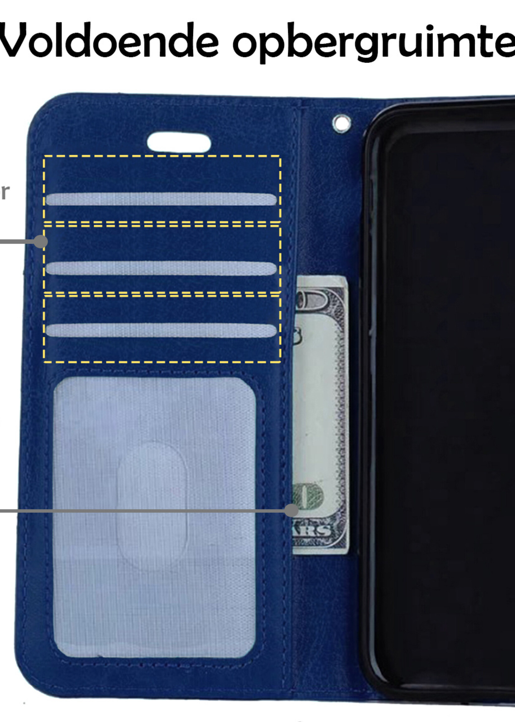 LUQ Hoesje Geschikt voor iPhone 8 Hoesje Book Case Hoes Wallet Cover - Hoes Geschikt voor iPhone 8 Hoesje Bookcase Hoes - Donkerblauw