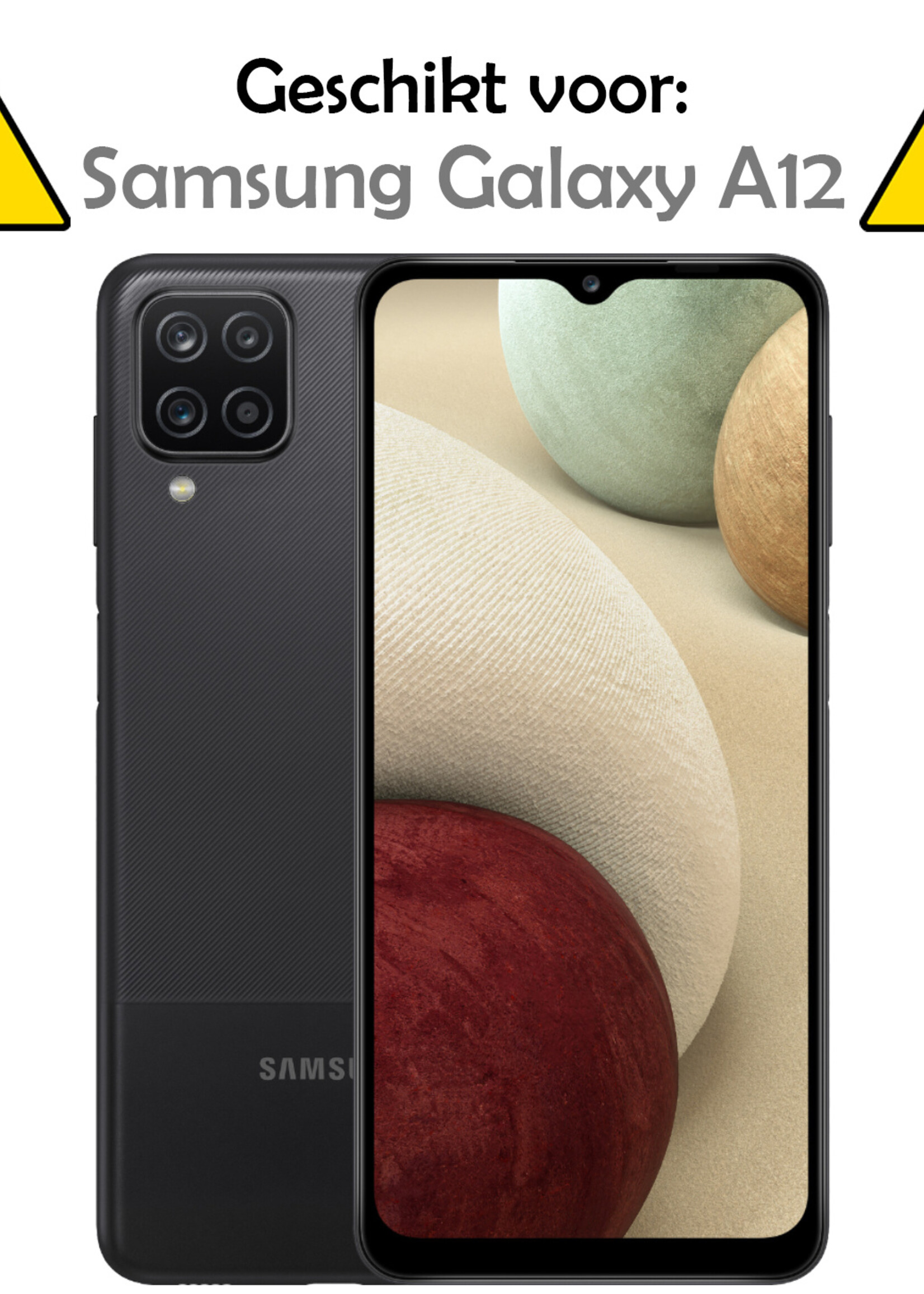 LUQ Hoesje Geschikt voor Samsung A12 Hoesje Book Case Hoes Wallet Cover - Hoes Geschikt voor Samsung Galaxy A12 Hoesje Bookcase Hoes - Donkerblauw