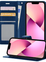 LUQ iPhone 13 Hoesje Bookcase - Donkerblauw