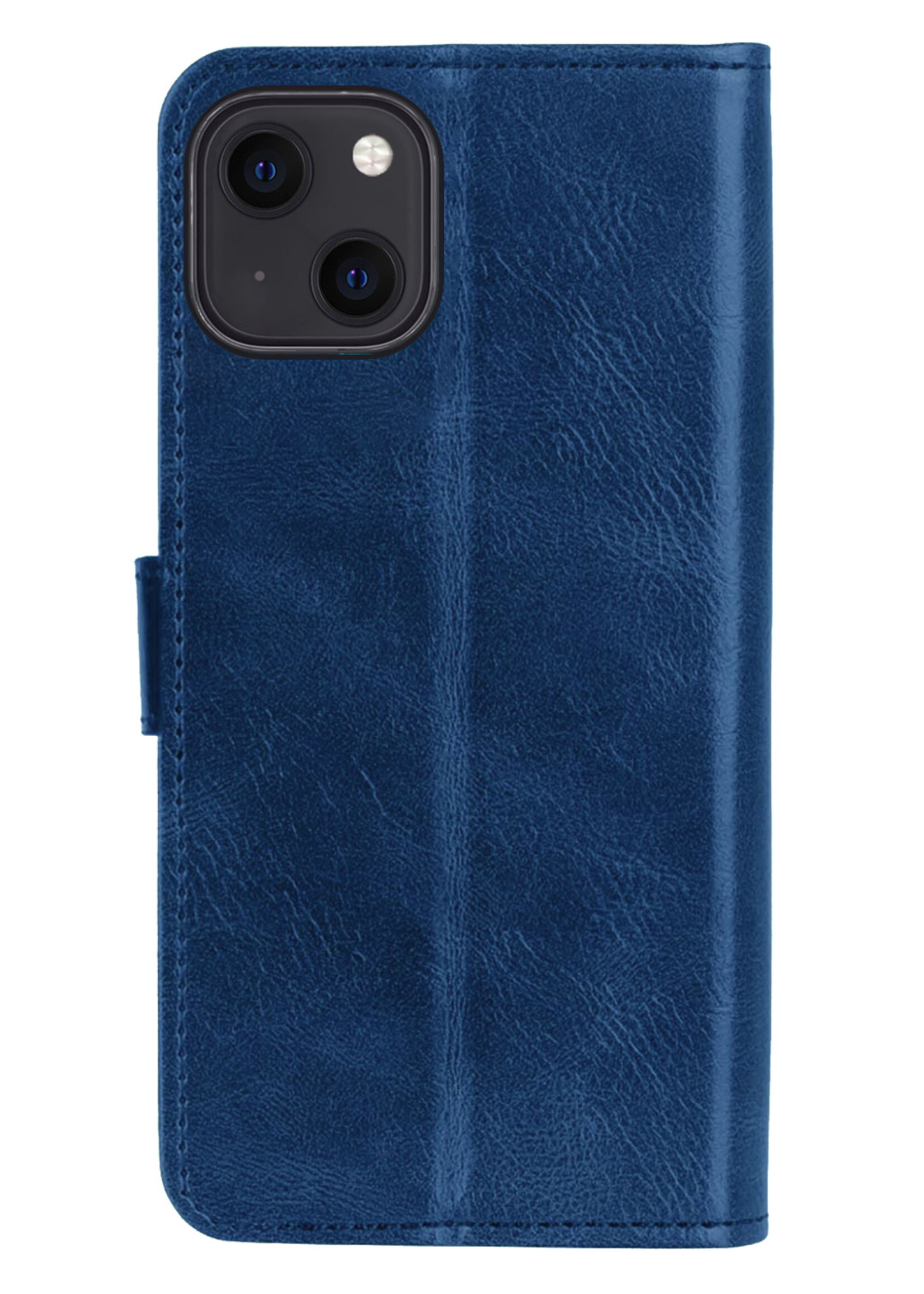 LUQ Hoesje Geschikt voor iPhone 13 Hoesje Book Case Hoes Wallet Cover - Hoes Geschikt voor iPhone 13 Hoesje Bookcase Hoes - Donkerblauw