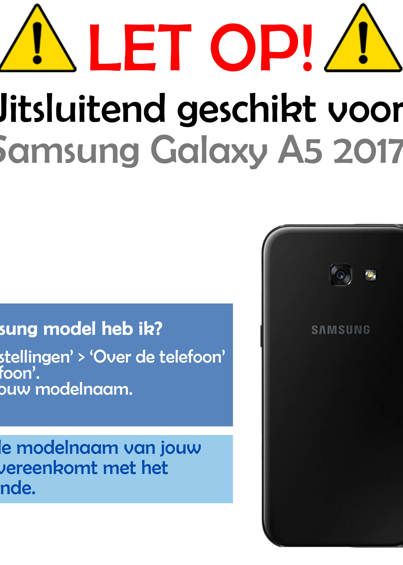 LUQ Hoesje Geschikt voor Samsung Galaxy A5 2017 Hoesje Book Case Hoes Wallet Cover - Hoes Geschikt voor Samsung A5 2017 Hoesje Bookcase Hoes - Donkerblauw