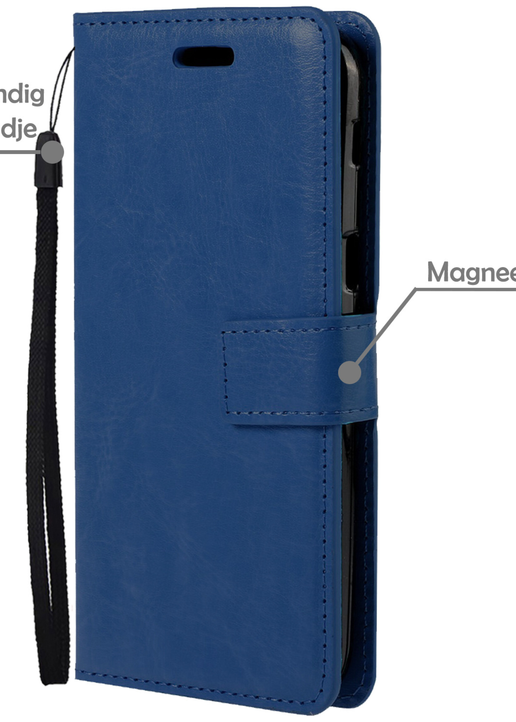 LUQ Hoesje Geschikt voor Samsung Galaxy A5 2017 Hoesje Book Case Hoes Wallet Cover - Hoes Geschikt voor Samsung A5 2017 Hoesje Bookcase Hoes - Donkerblauw