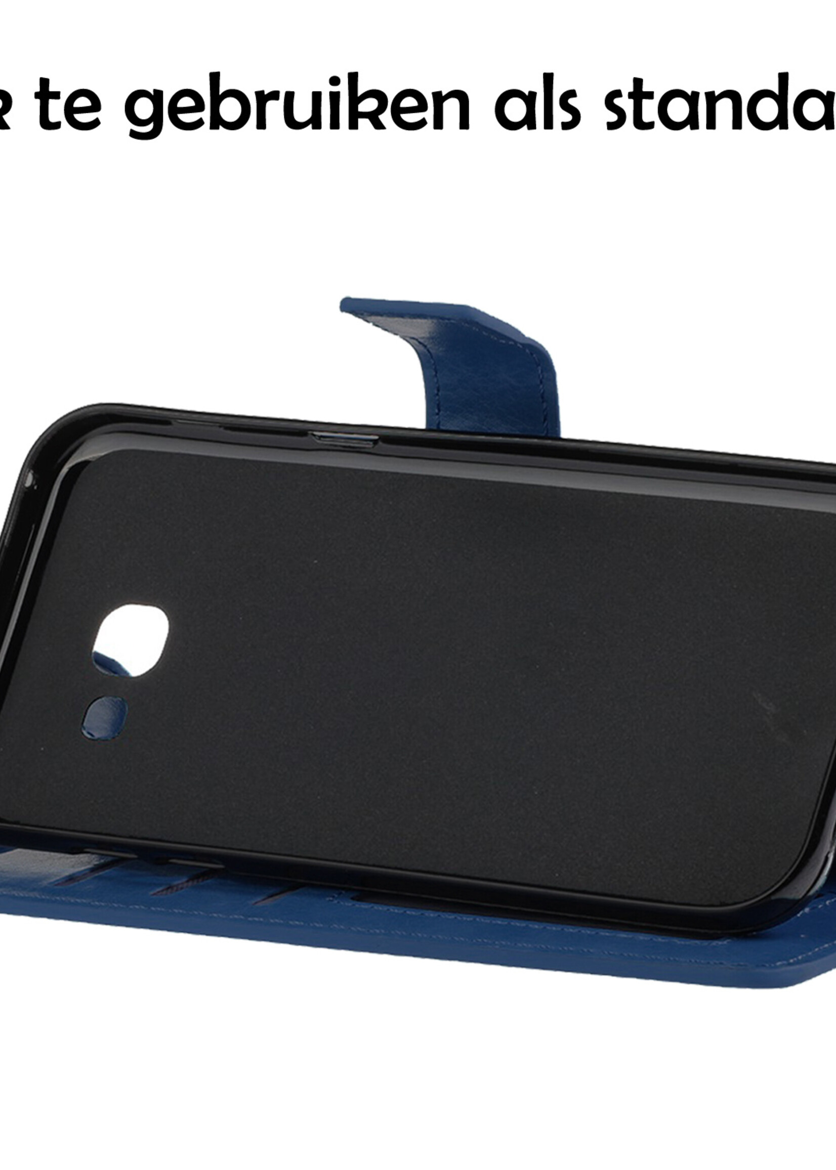 LUQ Hoesje Geschikt voor Samsung Galaxy A5 2017 Hoesje Book Case Hoes Wallet Cover - Hoes Geschikt voor Samsung A5 2017 Hoesje Bookcase Hoes - Donkerblauw