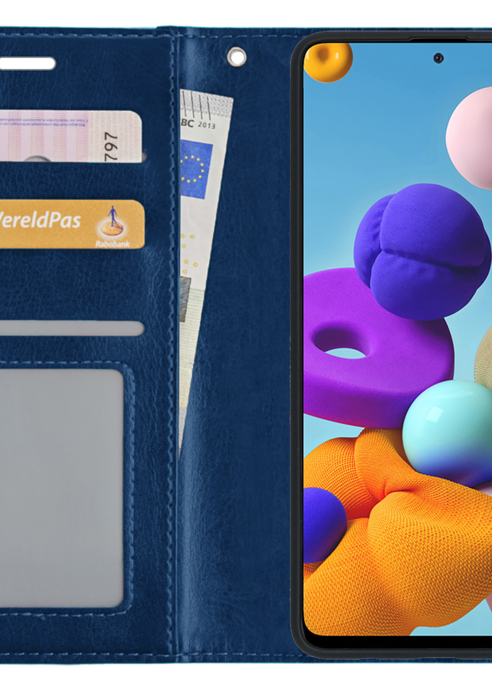 LUQ Hoesje Geschikt voor Samsung A51 Hoesje Book Case Hoes Wallet Cover - Hoes Geschikt voor Samsung Galaxy A51 Hoesje Bookcase Hoes - Donkerblauw