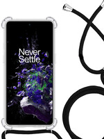 LUQ LUQ OnePlus 10T Hoesje Transparant Shockproof Met Zwart Koord