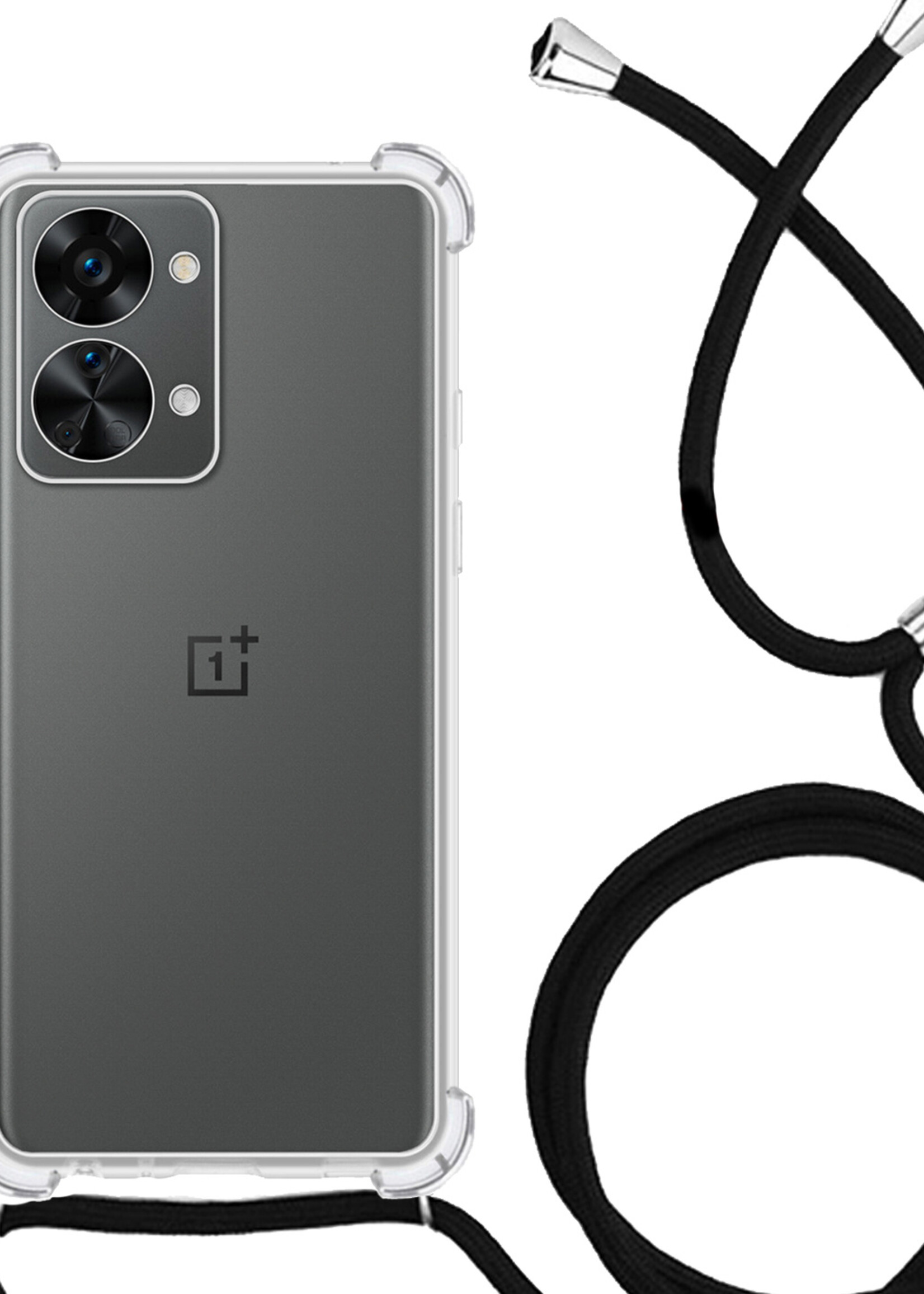 LUQ Hoesje Geschikt voor OnePlus Nord 2T Hoesje Shockproof Case Siliconen Hoes Met Koord - Transparant