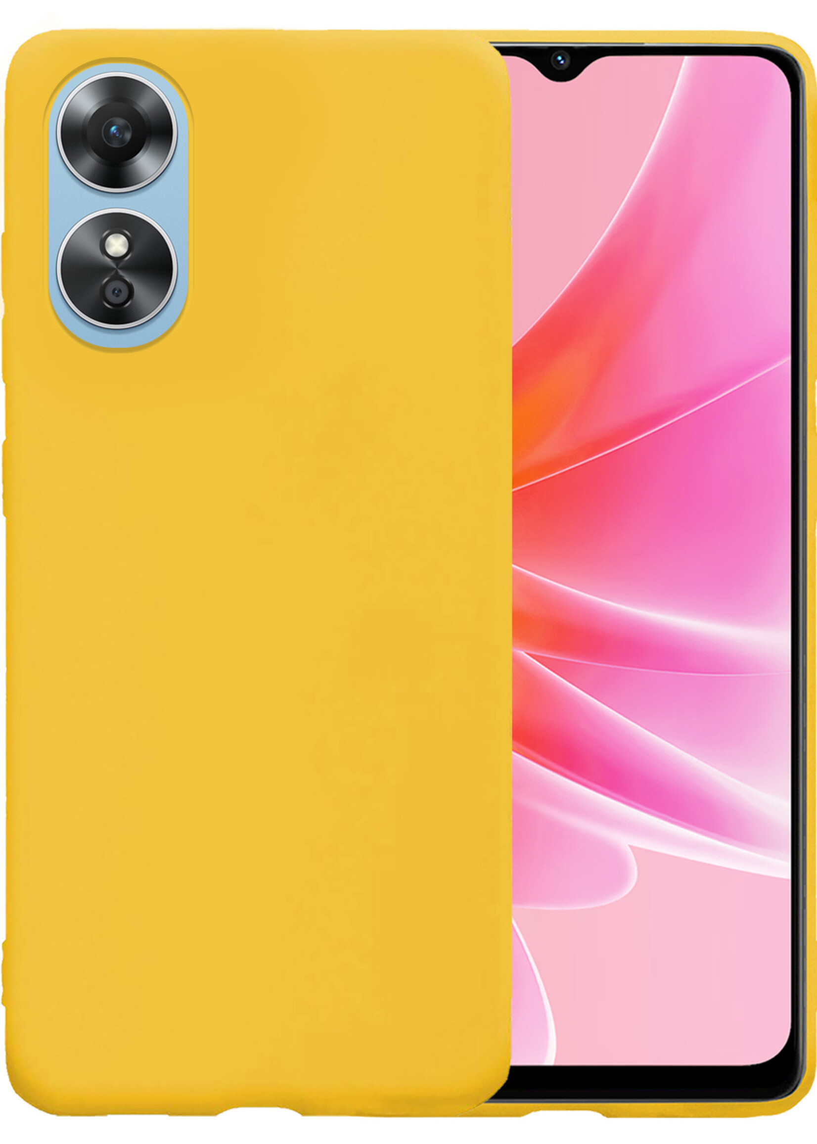 LUQ Hoesje Geschikt voor OPPO A17 Hoesje Siliconen Case - Hoes Geschikt voor OPPO A17 Hoes Siliconen - Geel