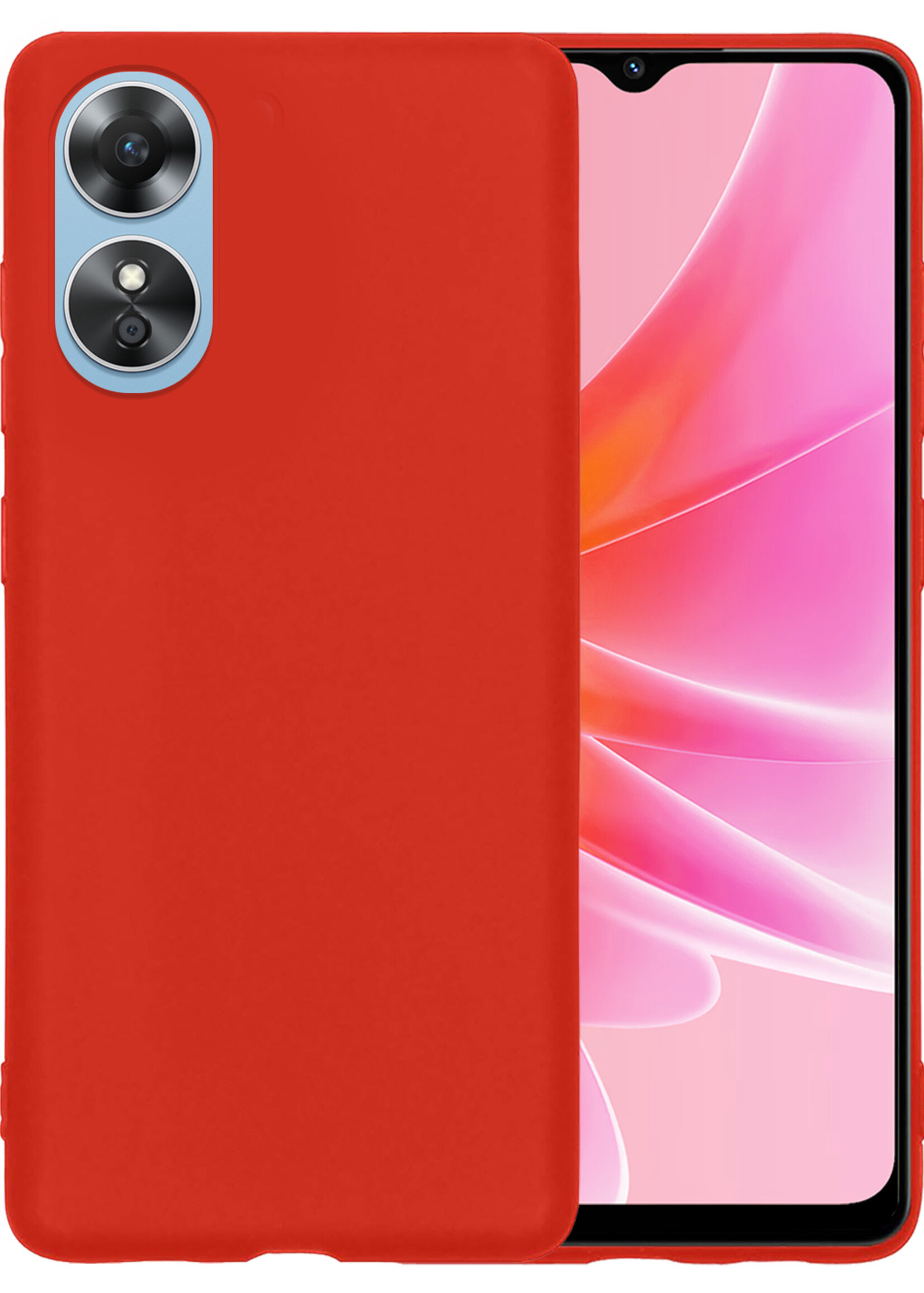 LUQ Hoesje Geschikt voor OPPO A17 Hoesje Siliconen Case - Hoes Geschikt voor OPPO A17 Hoes Siliconen - Rood