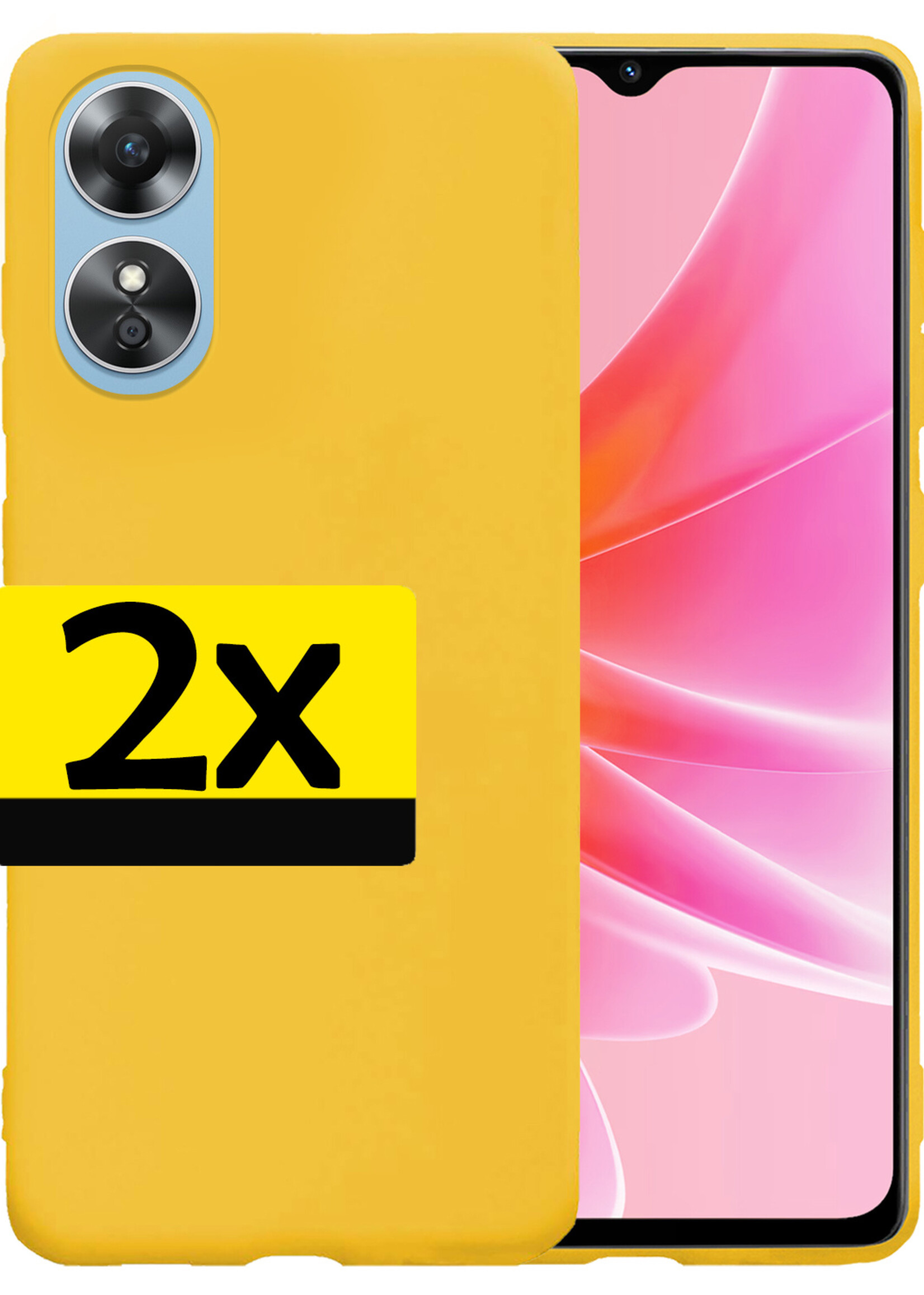 LUQ Hoesje Geschikt voor OPPO A17 Hoesje Siliconen Case - Hoes Geschikt voor OPPO A17 Hoes Siliconen - Geel - 2 Stuks