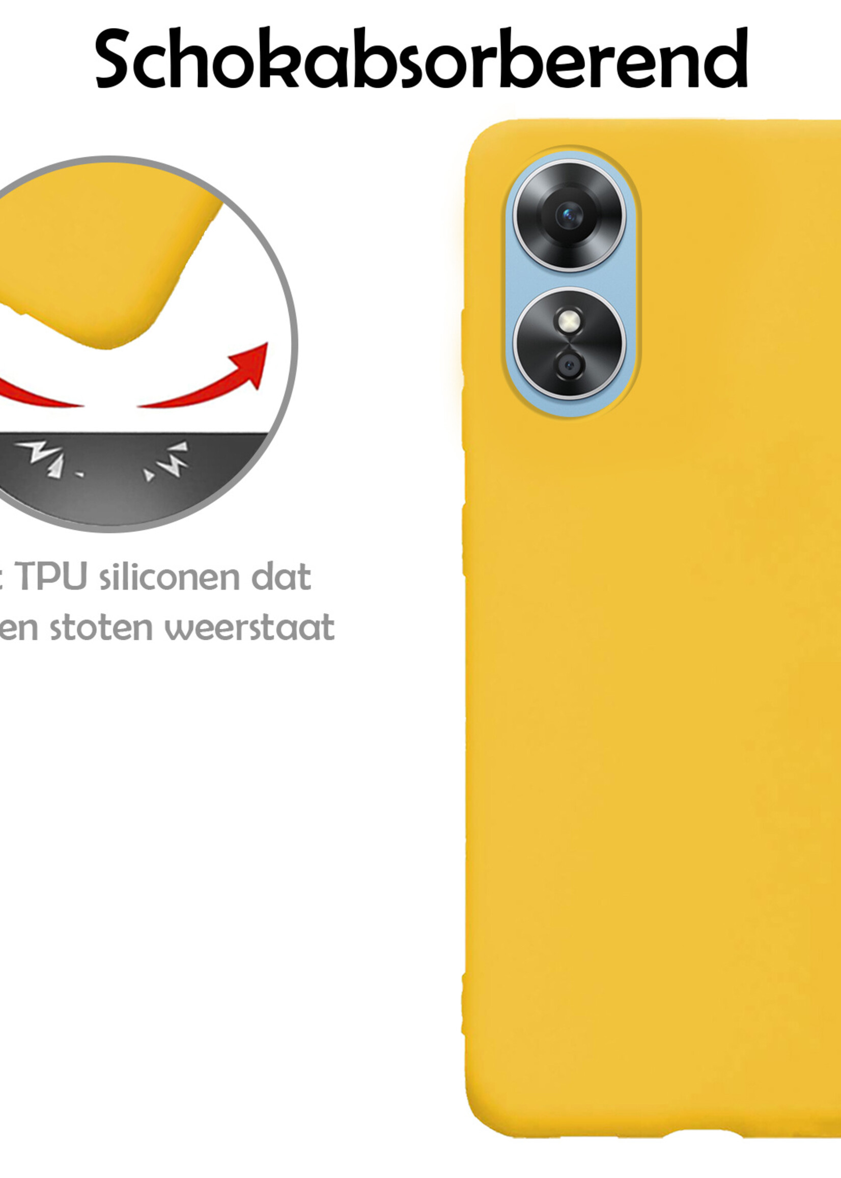 LUQ Hoesje Geschikt voor OPPO A17 Hoesje Siliconen Case - Hoes Geschikt voor OPPO A17 Hoes Siliconen - Geel - 2 Stuks