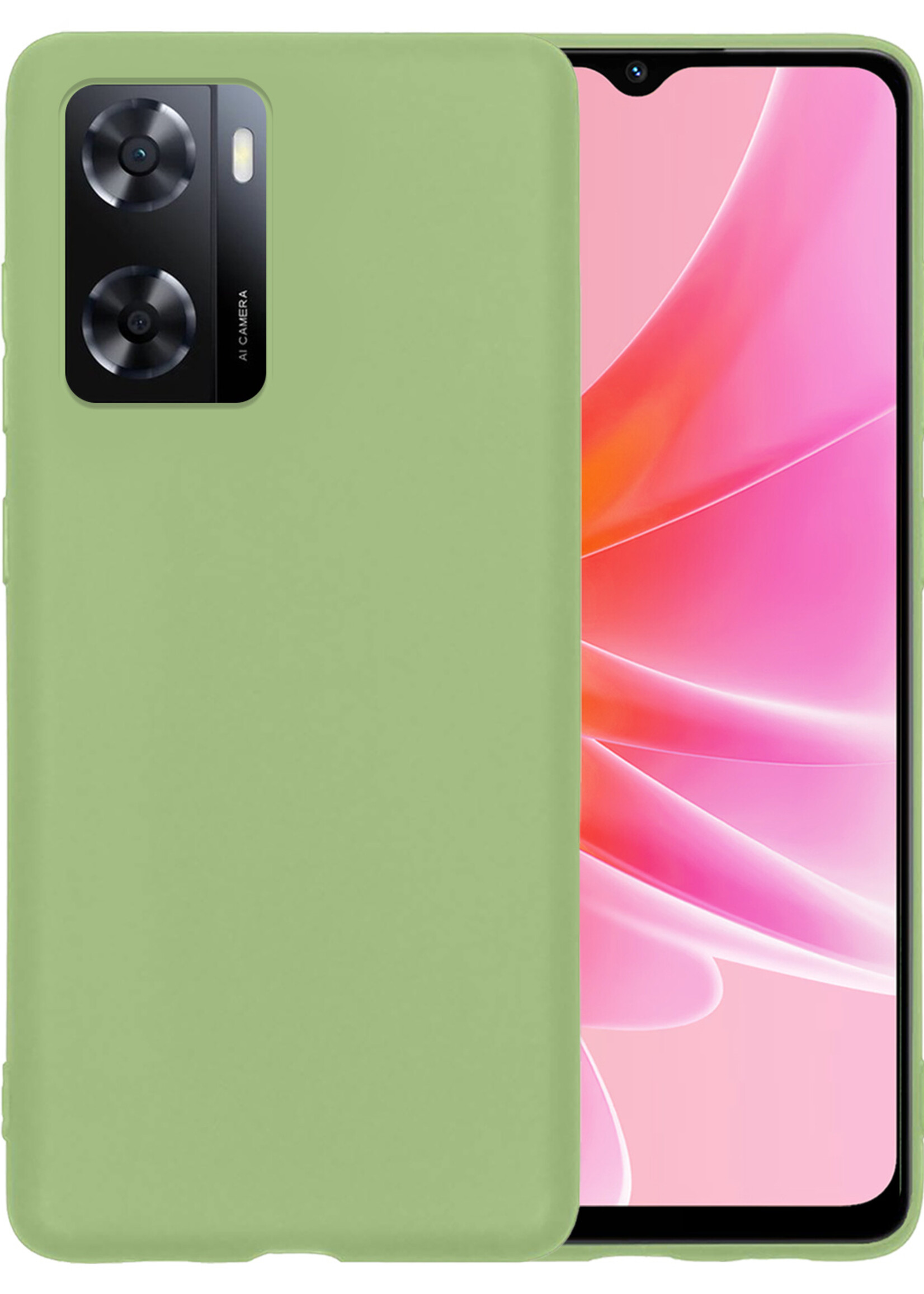 LUQ Hoesje Geschikt voor OPPO A57 Hoesje Siliconen Case - Hoes Geschikt voor OPPO A57 Hoes Siliconen - Groen
