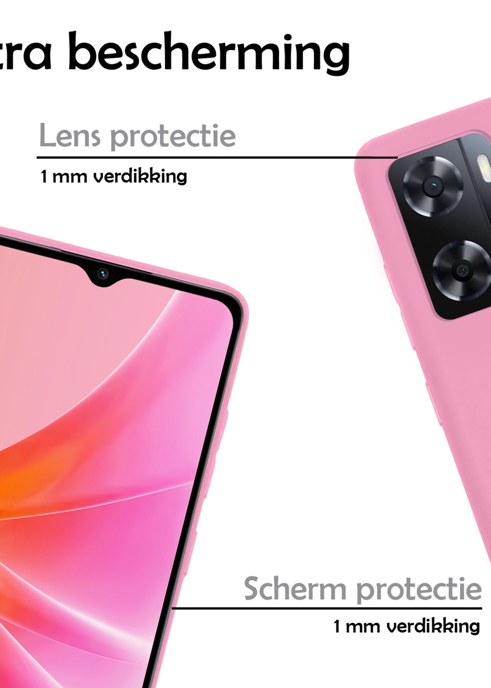 LUQ Hoesje Geschikt voor OPPO A57 Hoesje Siliconen Case - Hoes Geschikt voor OPPO A57 Hoes Siliconen - Lichtroze