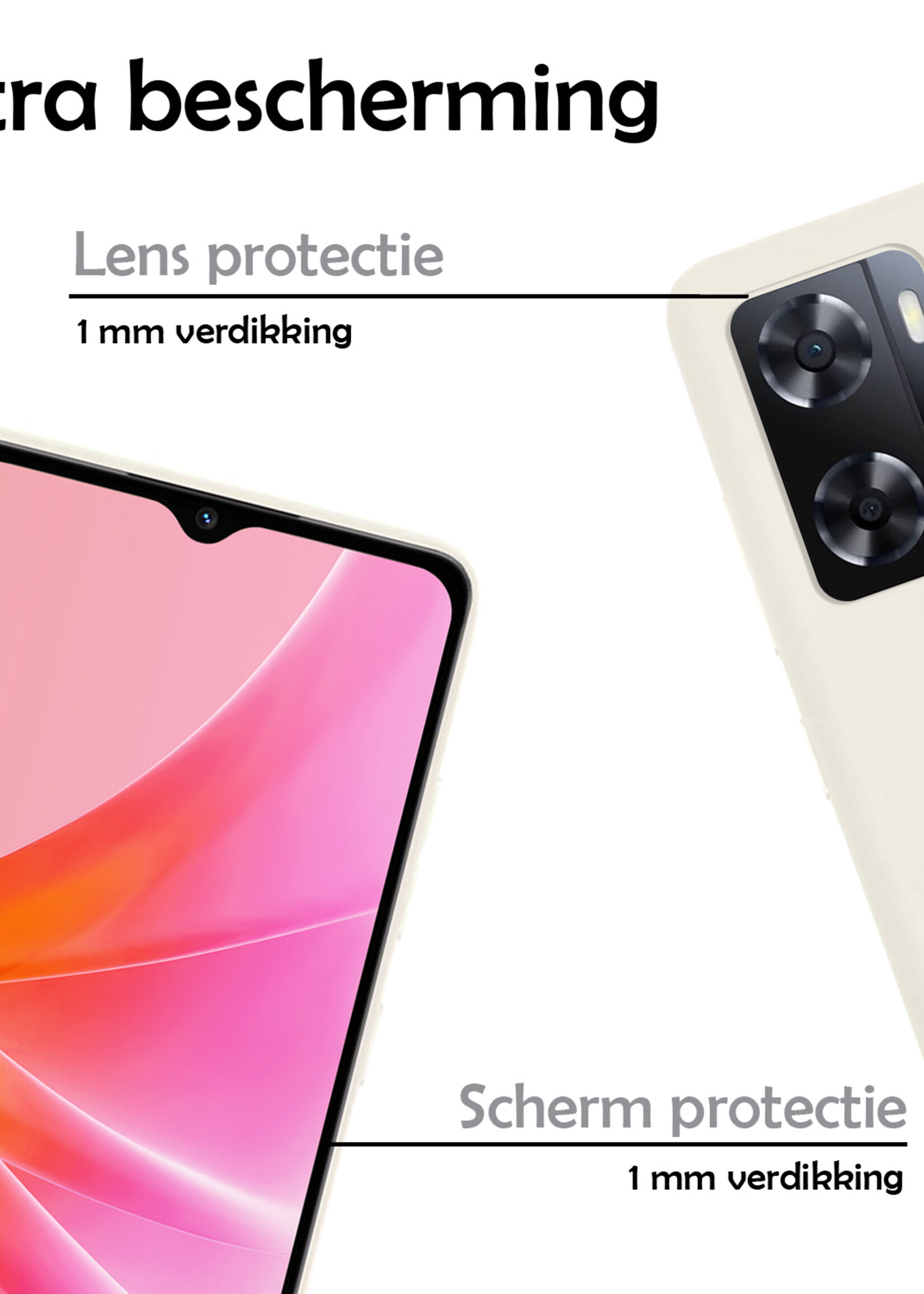 LUQ Hoesje Geschikt voor OPPO A57 Hoesje Siliconen Case - Hoes Geschikt voor OPPO A57 Hoes Siliconen - Wit