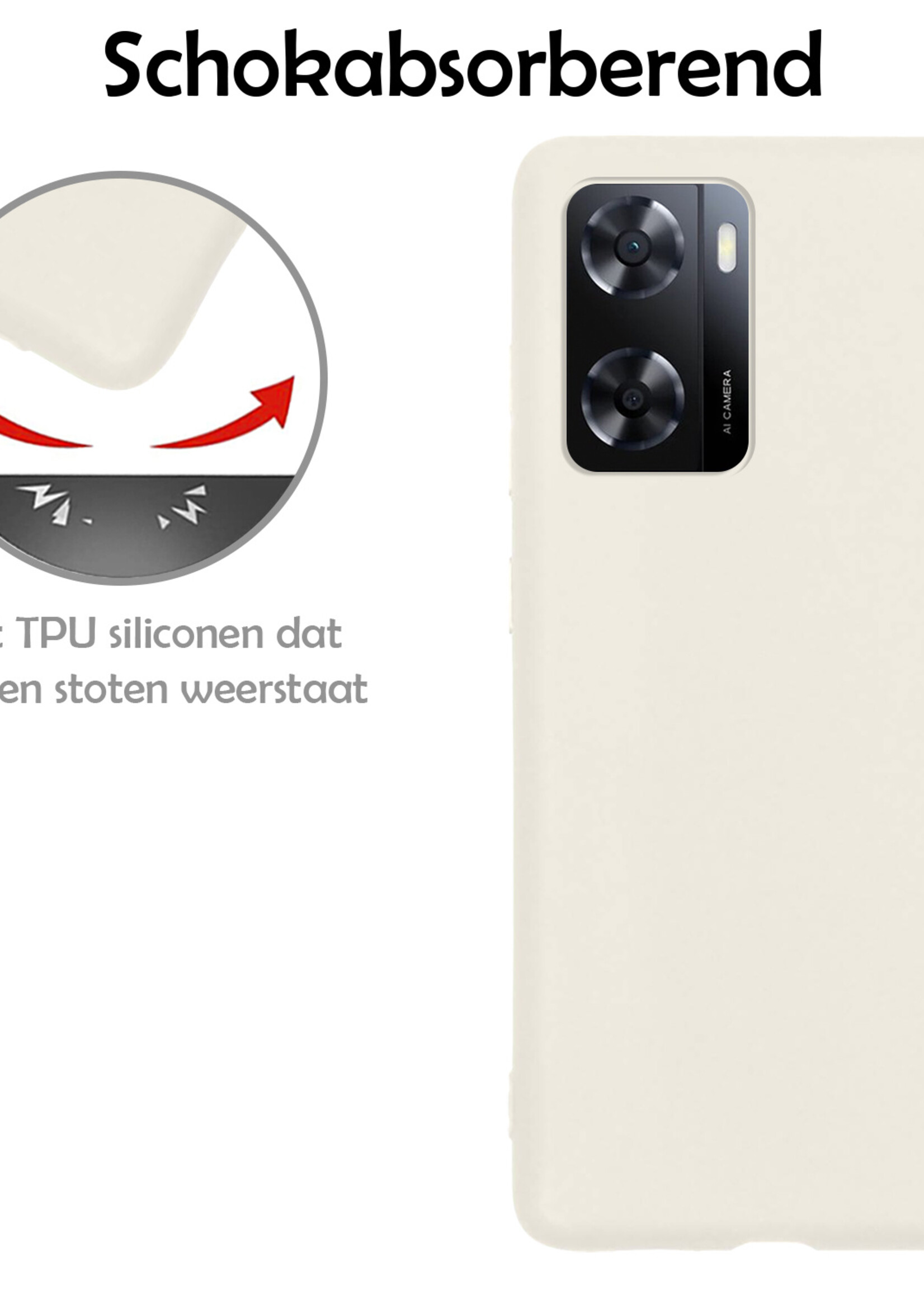 LUQ Hoesje Geschikt voor OPPO A57 Hoesje Siliconen Case - Hoes Geschikt voor OPPO A57 Hoes Siliconen - Wit