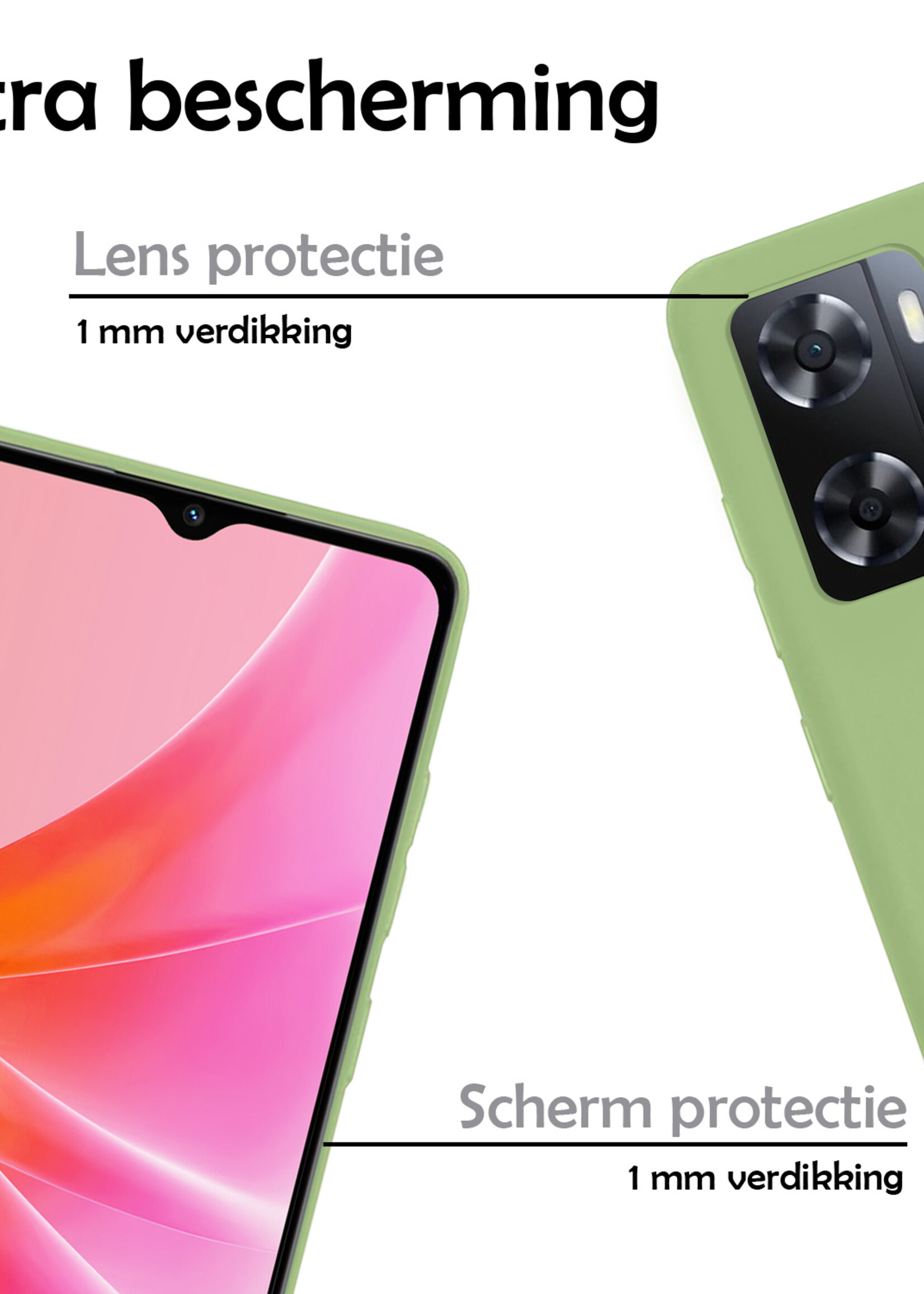 LUQ Hoesje Geschikt voor OPPO A57 Hoesje Siliconen Case - Hoes Geschikt voor OPPO A57 Hoes Siliconen - Groen - 2 Stuks
