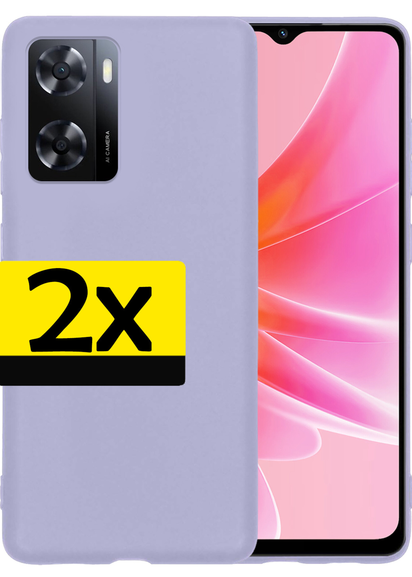 LUQ Hoesje Geschikt voor OPPO A57 Hoesje Siliconen Case - Hoes Geschikt voor OPPO A57 Hoes Siliconen - Lila - 2 Stuks