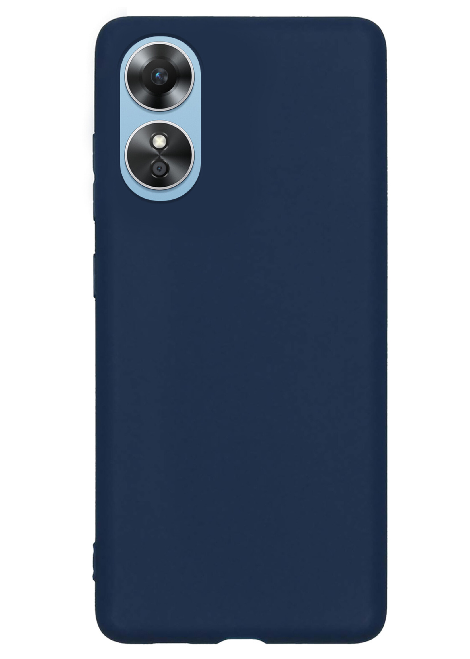 LUQ Hoesje Geschikt voor OPPO A17 Hoesje Siliconen Case Met 2x Screenprotector - Hoes Geschikt voor OPPO A17 Hoes Siliconen - Donkerblauw
