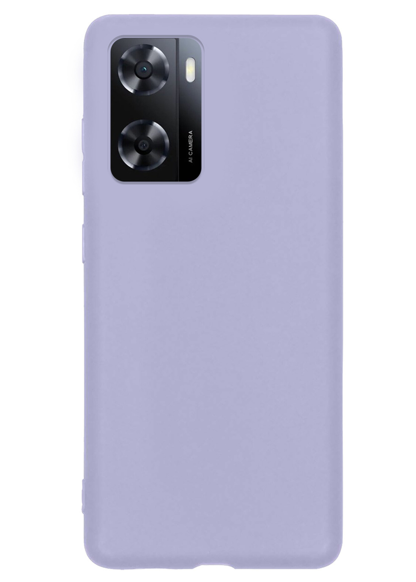 LUQ Hoesje Geschikt voor OPPO A57s Hoesje Siliconen Case Met 2x Screenprotector - Hoes Geschikt voor OPPO A57s Hoes Siliconen - Lila