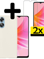 LUQ LUQ OPPO A17 Hoesje Siliconen Met 2x Screenprotector - Wit
