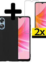 LUQ LUQ OPPO A17 Hoesje Siliconen Met 2x Screenprotector - Zwart