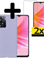 LUQ LUQ OPPO A57 Hoesje Siliconen Met 2x Screenprotector - Lila
