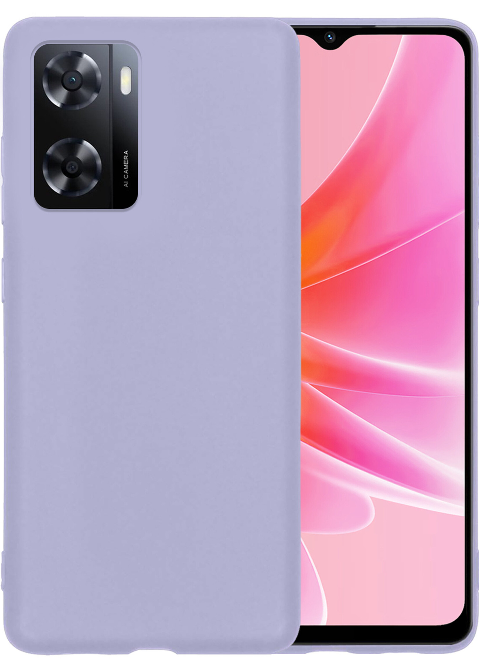 LUQ Hoesje Geschikt voor OPPO A57s Hoesje Siliconen Case - Hoes Geschikt voor OPPO A57s Hoes Siliconen - Lila