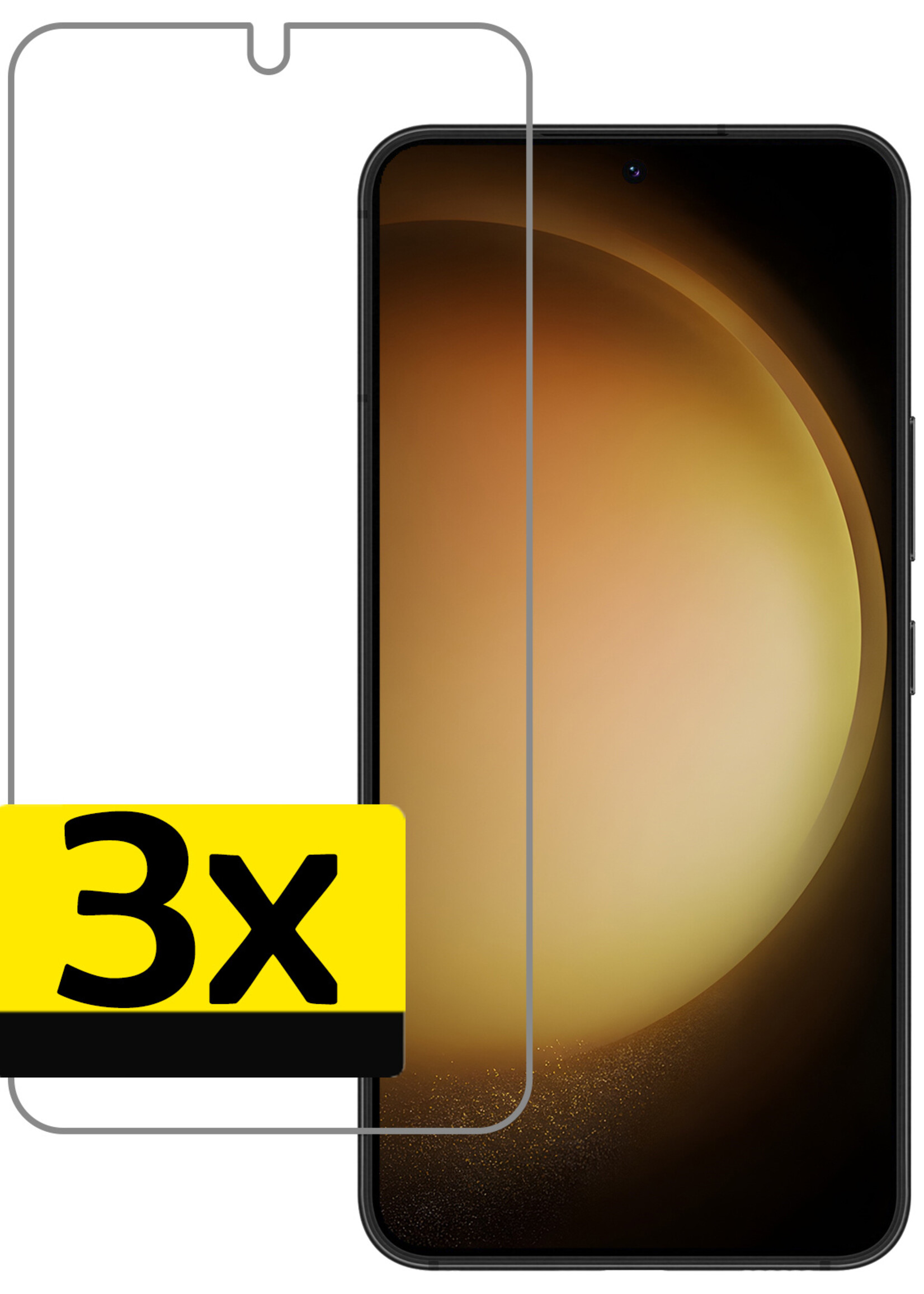 LUQ Screenprotector Geschikt voor Samsung S23 Screenprotector Beschermglas Gehard Glas - Screenprotector Geschikt voor Samsung Galaxy S23 Screenprotector Glas - 3 Stuks