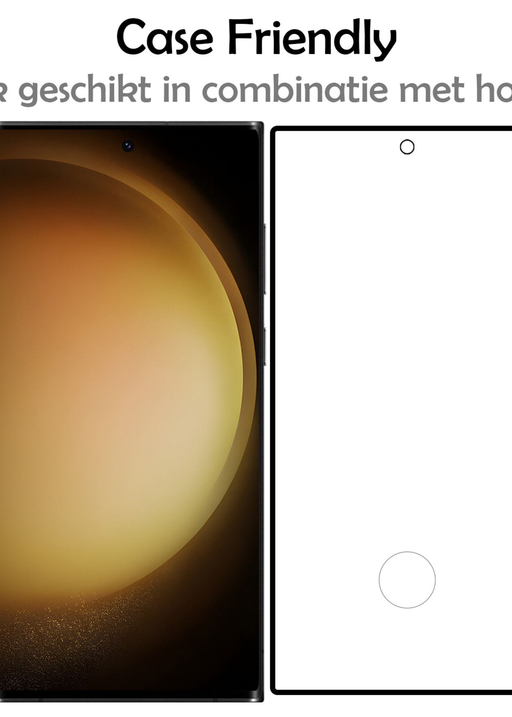 LUQ Screenprotector Geschikt voor Samsung S23 Ultra Screenprotector Glas Full Cover - Screenprotector Geschikt voor Samsung Galaxy S23 Ultra Screenprotector Full Cover - 2 Stuks