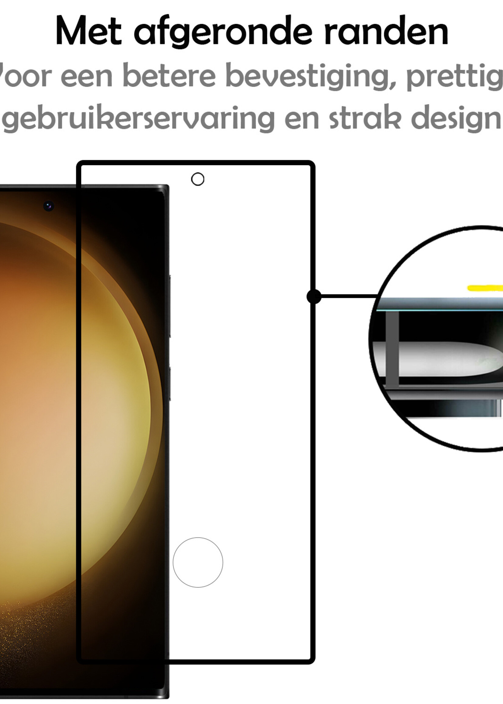 LUQ Screenprotector Geschikt voor Samsung S23 Ultra Screenprotector Glas Full Cover - Screenprotector Geschikt voor Samsung Galaxy S23 Ultra Screenprotector Full Cover - 3 Stuks